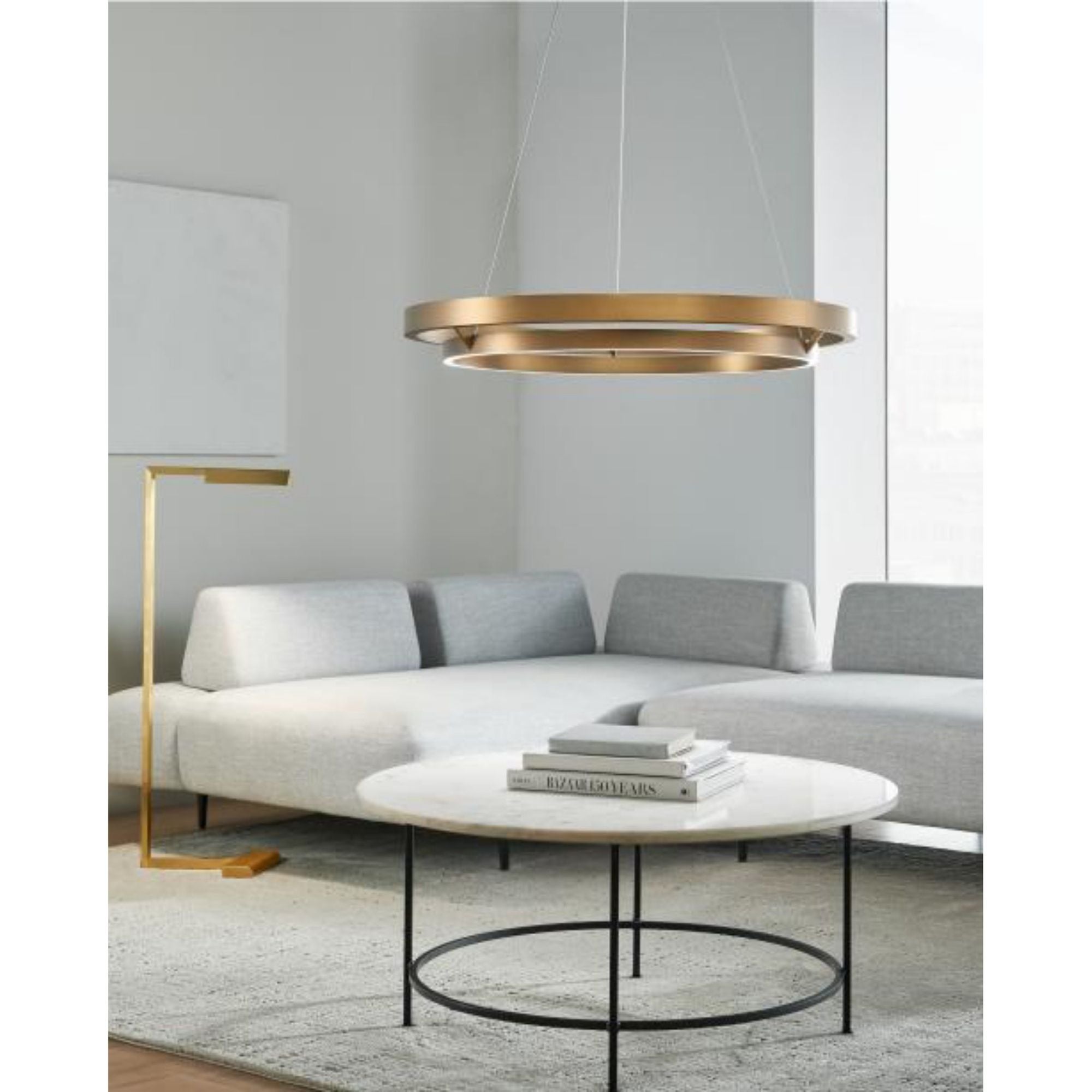 Grace 48 Chandelier Chandeliers 1-Light LED 3000K MATTE BLACK/WEATHERED OAK WOOD by Sean Lavin