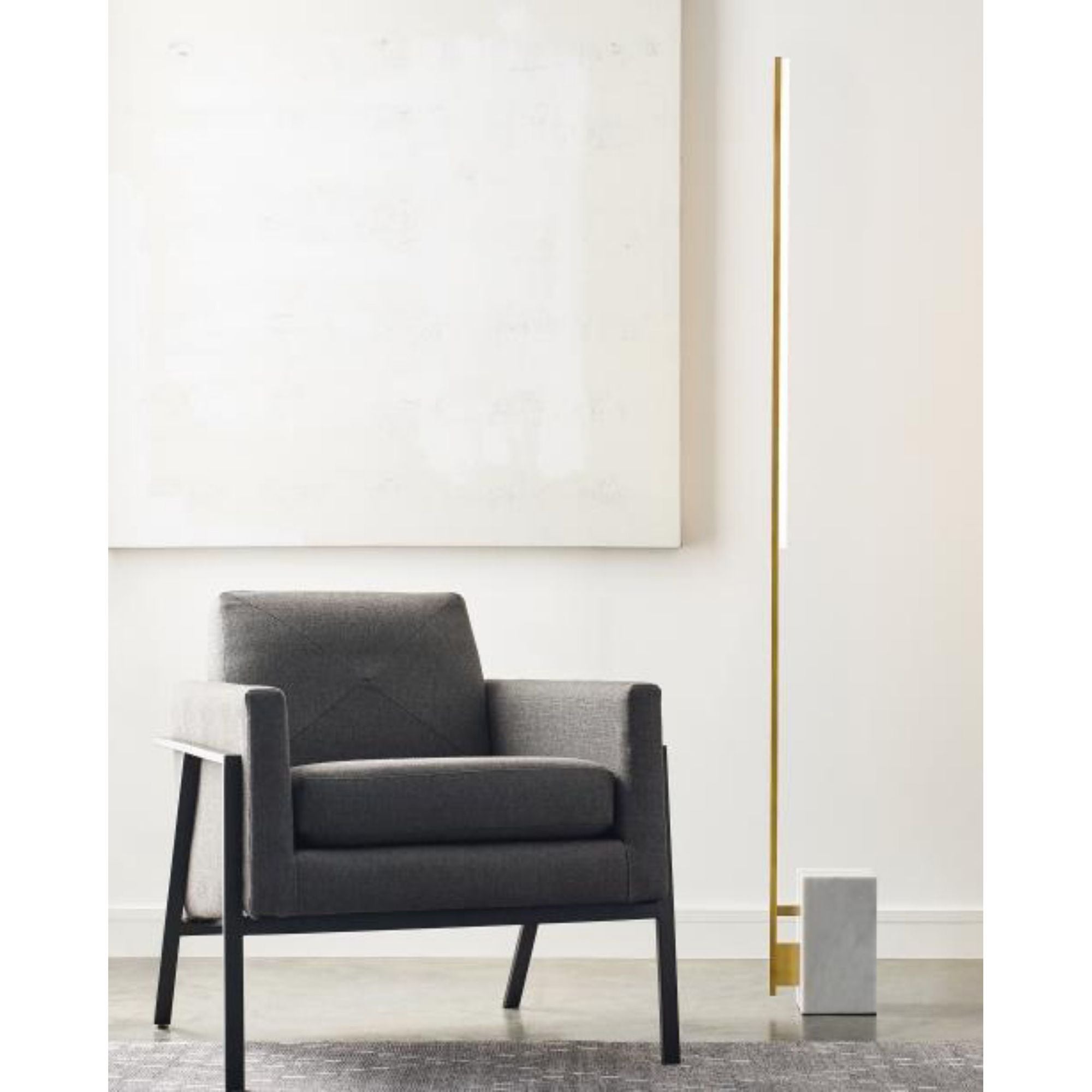 Klee 70 Floor Lamp Line-Voltage Pendants/Suspension 1-Light LED 2700K NATURAL BRASS/WHITE MARBLE by Sean Lavin