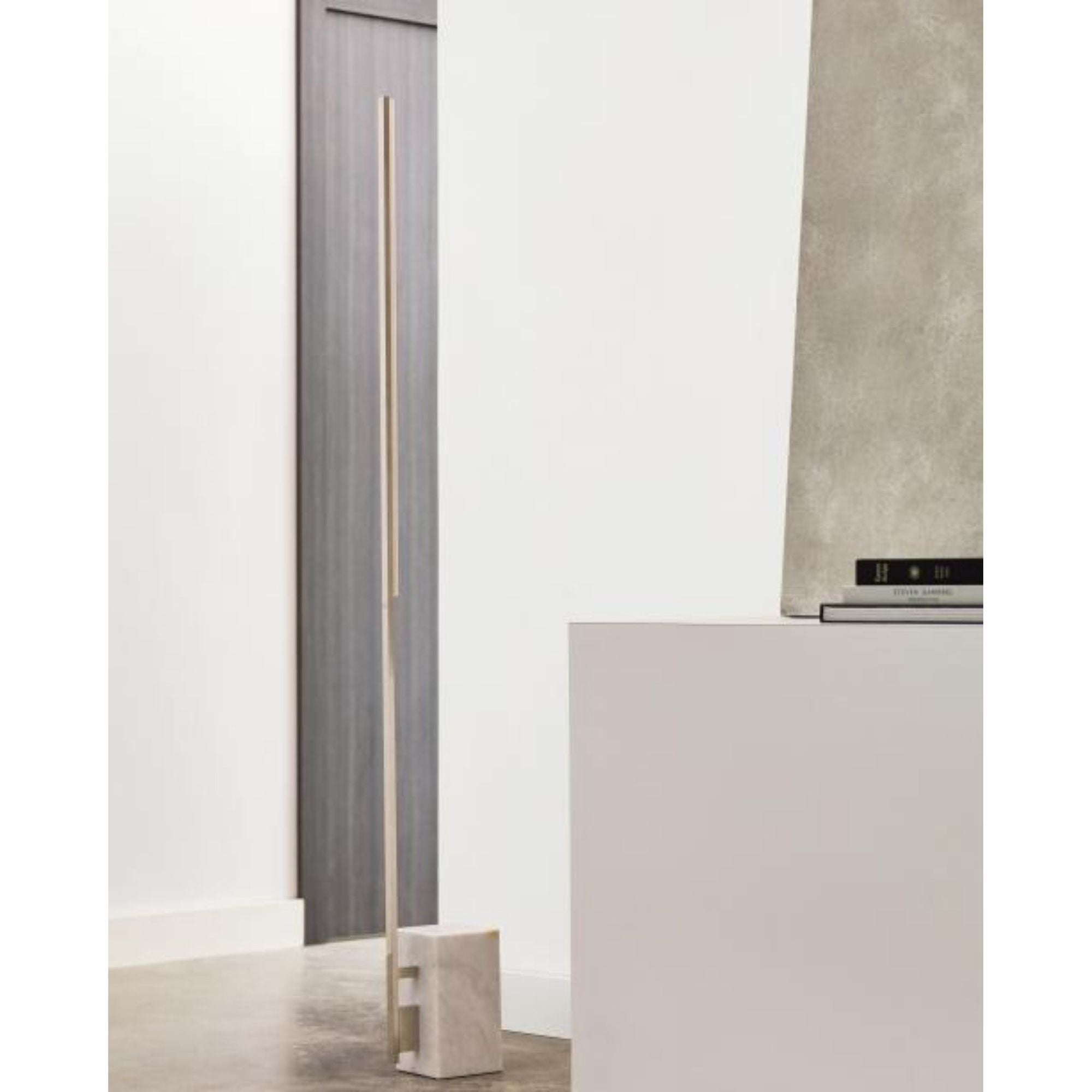 Klee 70 Floor Lamp Line-Voltage Pendants/Suspension 1-Light LED 2700K NATURAL BRASS/WHITE MARBLE by Sean Lavin