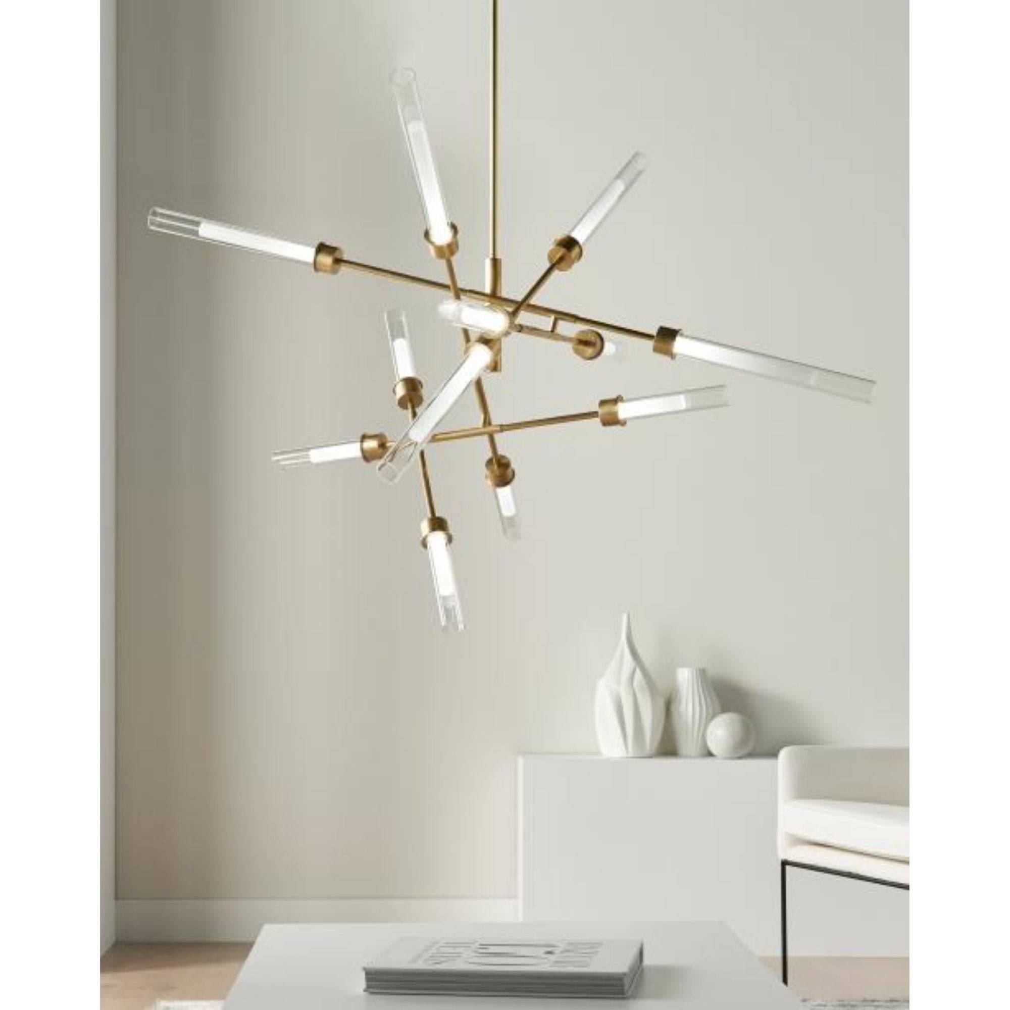 Linger 12-Light Abstract Chandelier Chandeliers 12-Light LED 3000K Natural Brass by Sean Lavin