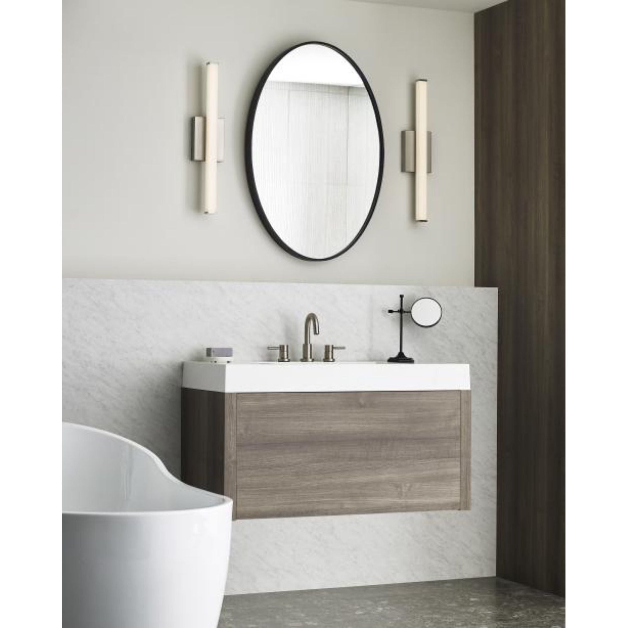 Lufe Square 24 Bath Bath Collection 1-Light LED 3000K Satin Nickel by Sean Lavin