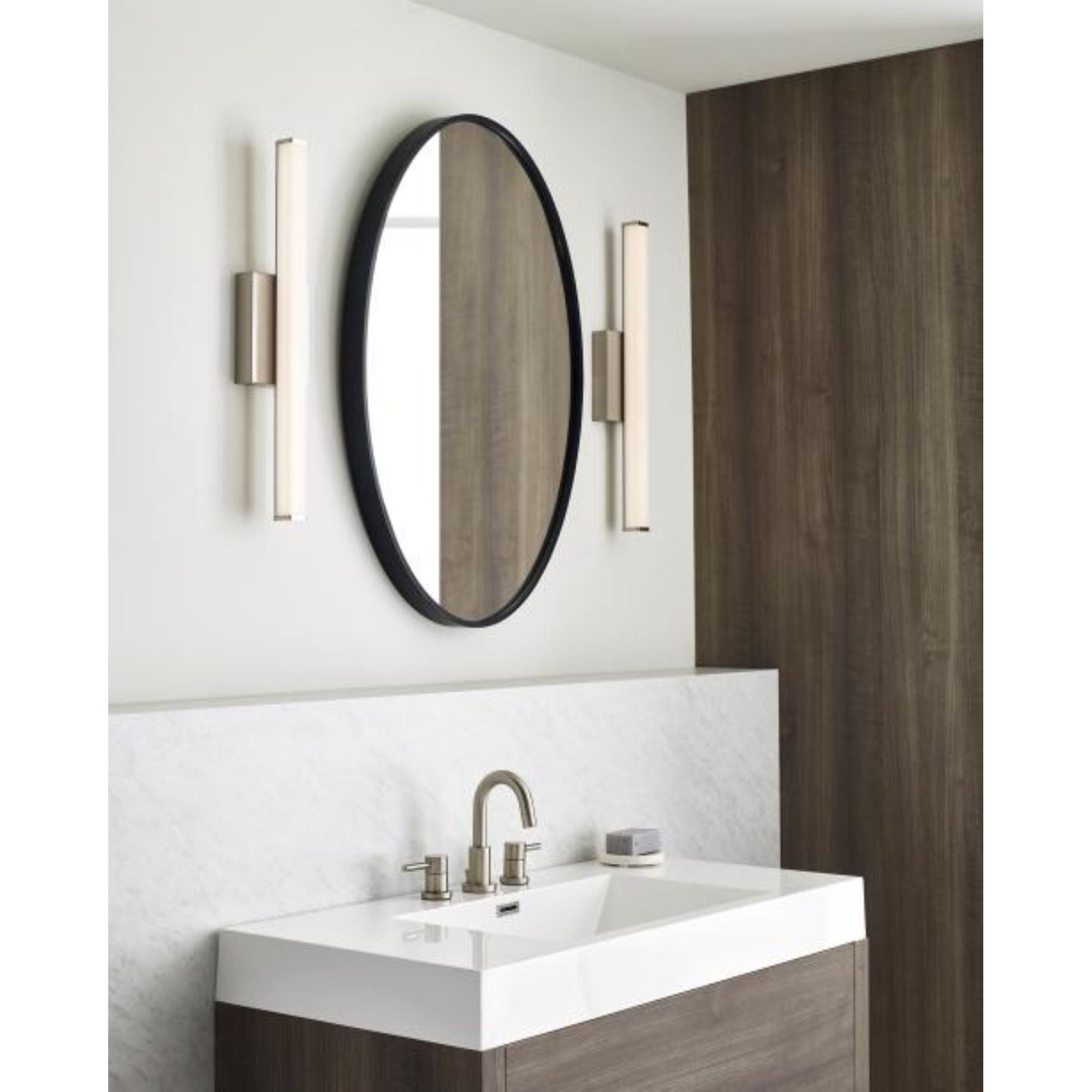 Lufe Square 24 Bath Bath Collection 1-Light LED 3000K Satin Nickel by Sean Lavin