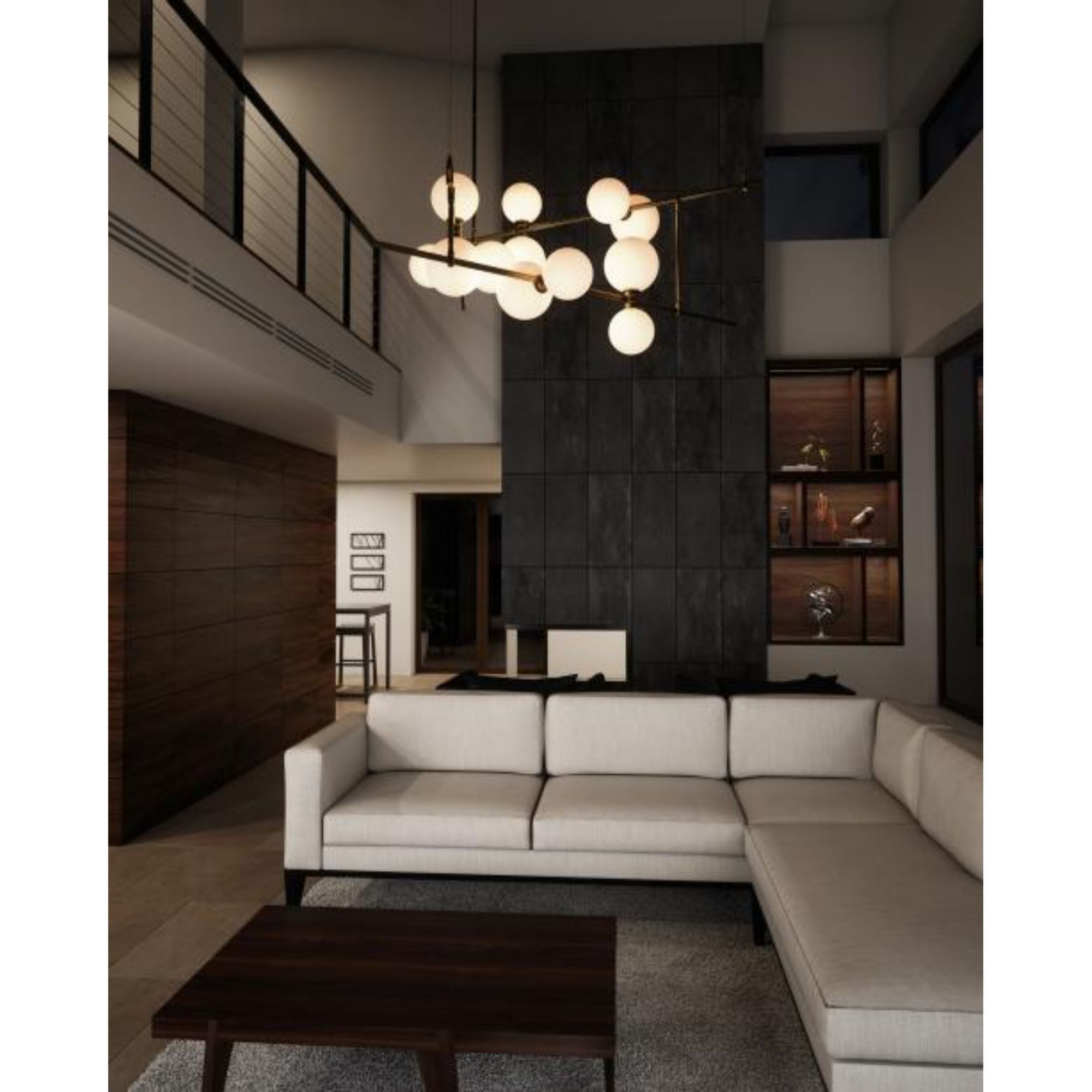 ModernRail Chandelier 2 Chandeliers 12-Light LED 3000K Aged Brass by Sean Lavin