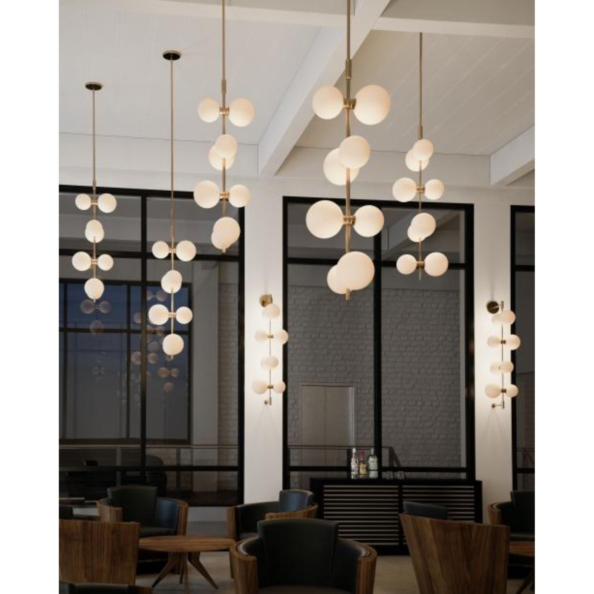 ModernRail Wall Chandeliers 8-Light LED 3000K Aged Brass by Sean Lavin