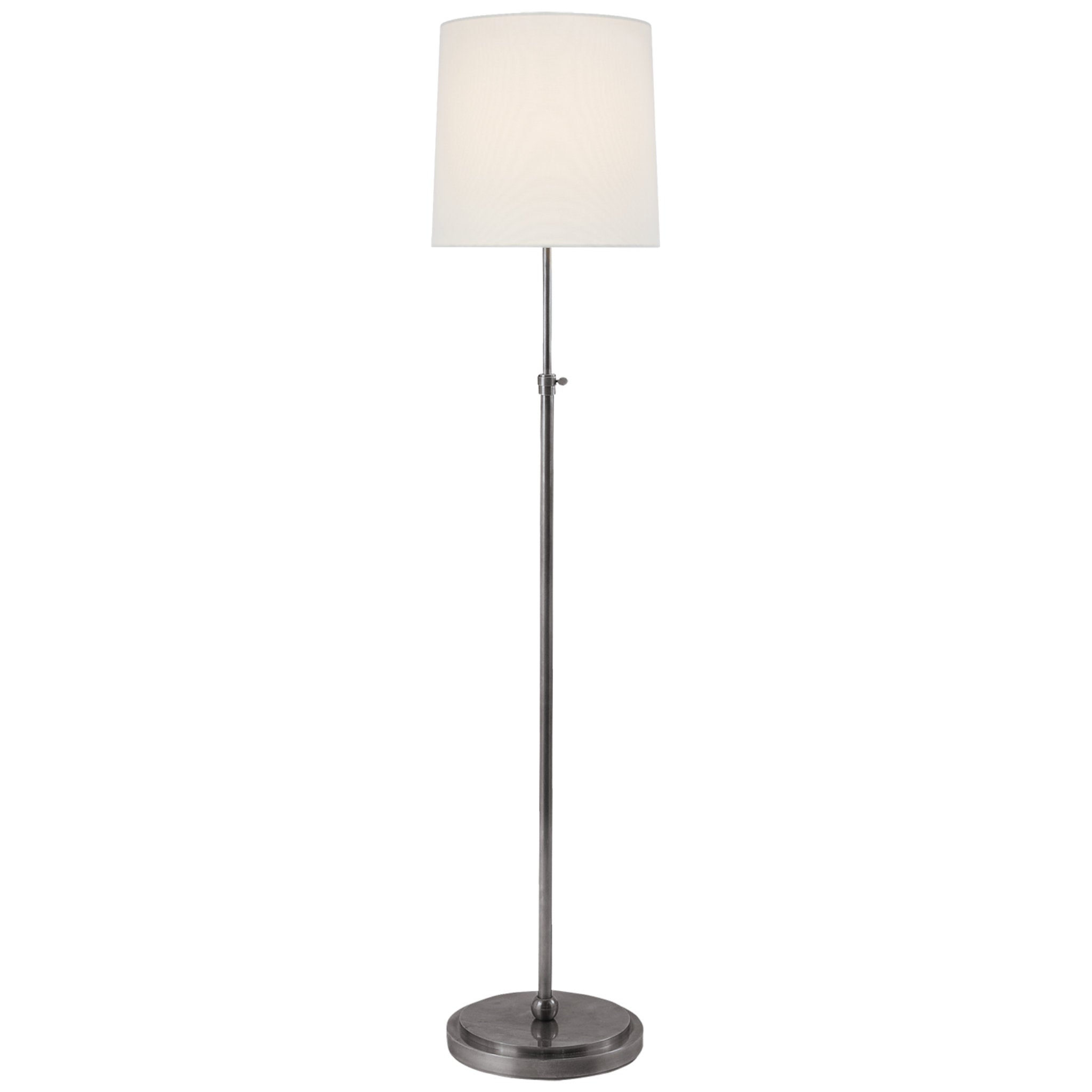 Thomas O'Brien Bryant Floor Lamp in Antique Silver with Linen Shade W12" x H45" - 62"