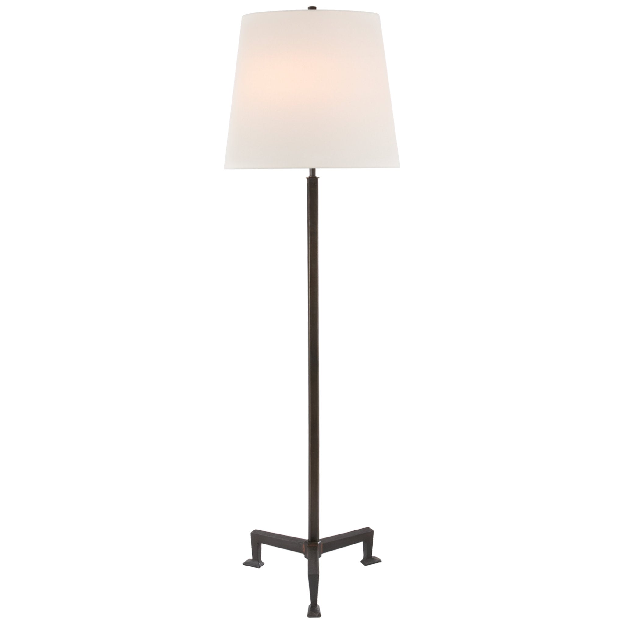 Thomas O'Brien Parish Floor Lamp in Aged Iron with Linen Shade W19" x H65.25"
