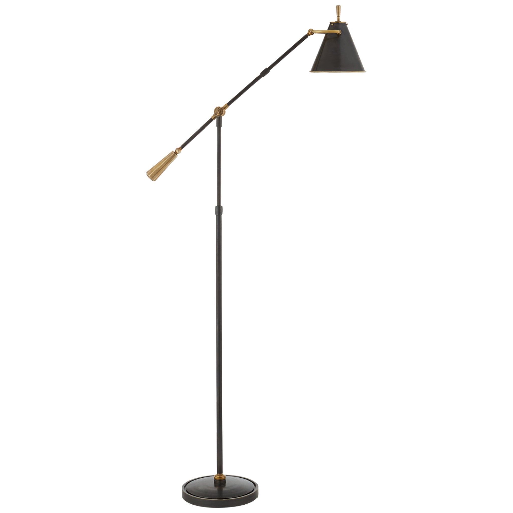 Thomas O'Brien Goodman Floor Lamp in Bronze and Brass W9.5" x H44.75" - 80"