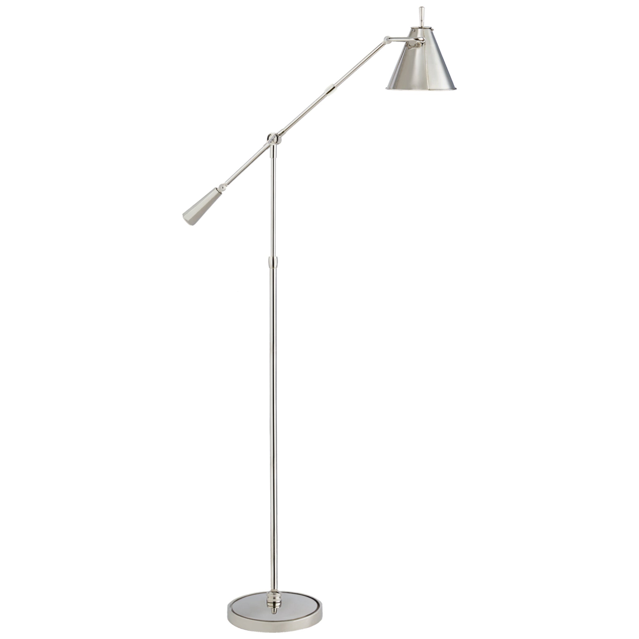 Thomas O'Brien Goodman Floor Lamp in Polished Nickel W9.5" x H44.75" - 80"