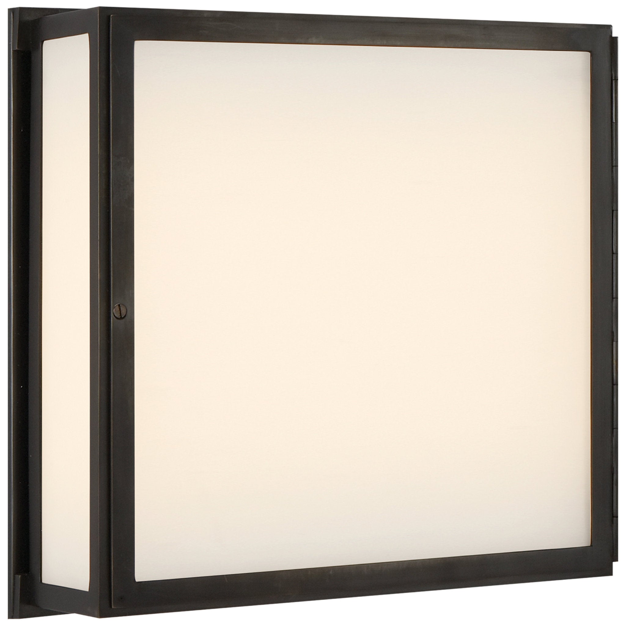 Thomas O'Brien Mercer Square Box Light in Bronze with White Glass Wall Light W12" x H12"