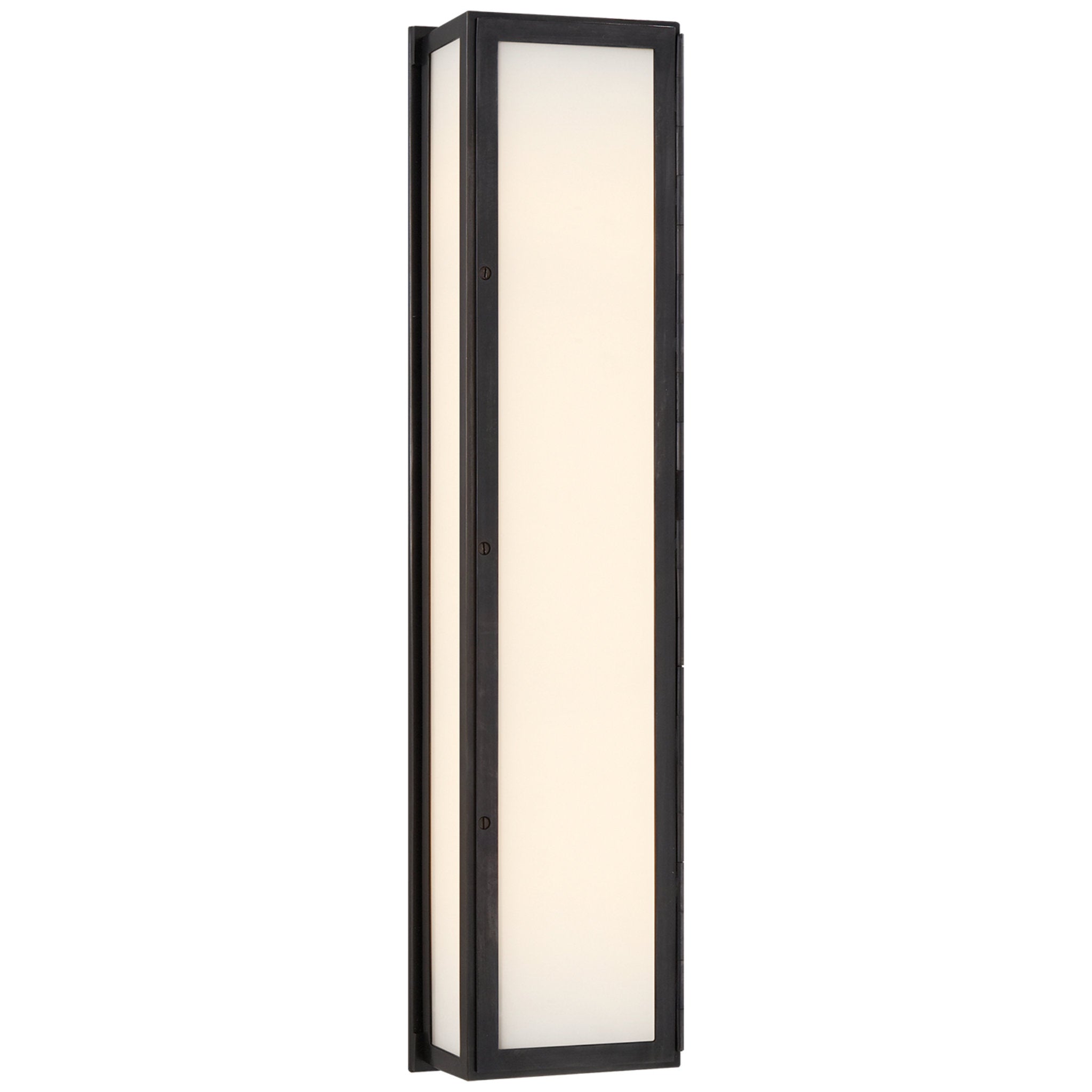 Thomas O'Brien Mercer Long Box Light in Bronze with White Glass Wall Light W5.5" x H24"
