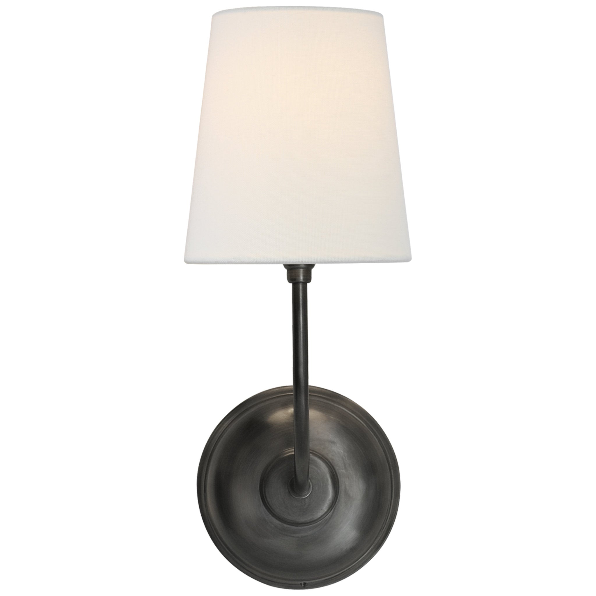 Thomas O'Brien Vendome Single Sconce in Bronze with Linen Shade Wall Light W5.5" x H14.25"