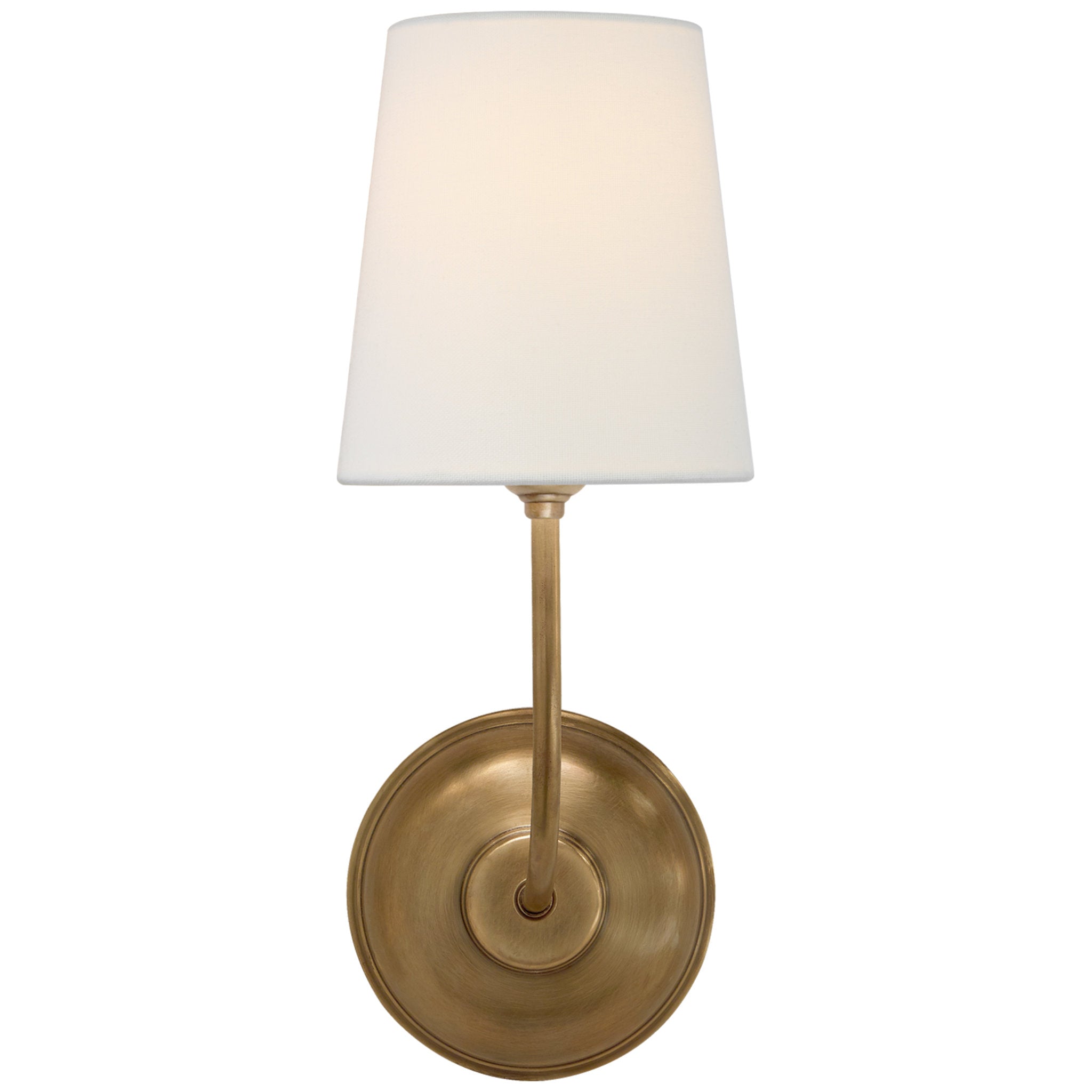 Thomas O'Brien Vendome Single Sconce in Hand-Rubbed Antique Brass with Linen Shade Wall Light W5.5" x H14.25"