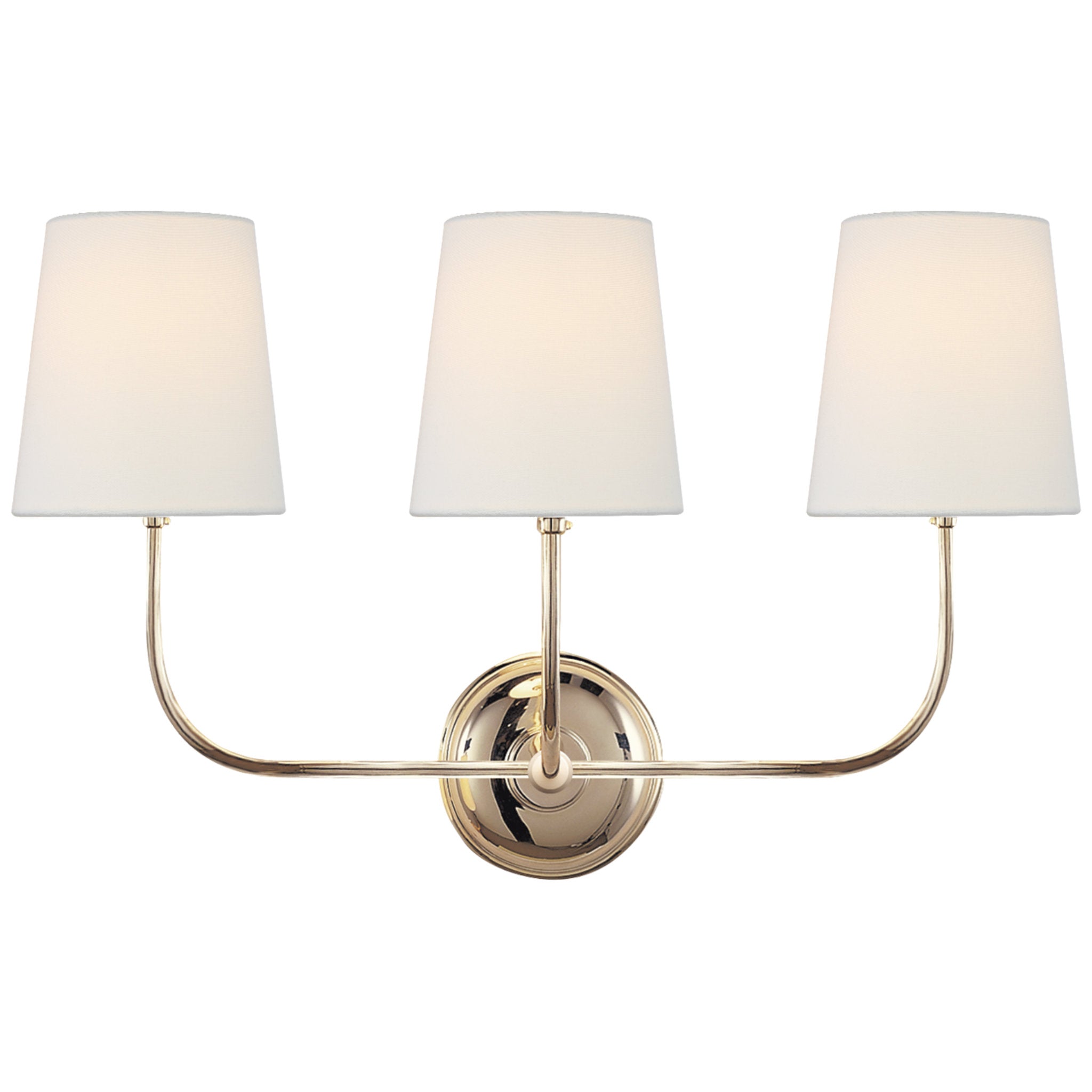 Thomas O'Brien Vendome Triple Sconce in Polished Nickel with Linen Shades Wall Light W22" x H14"