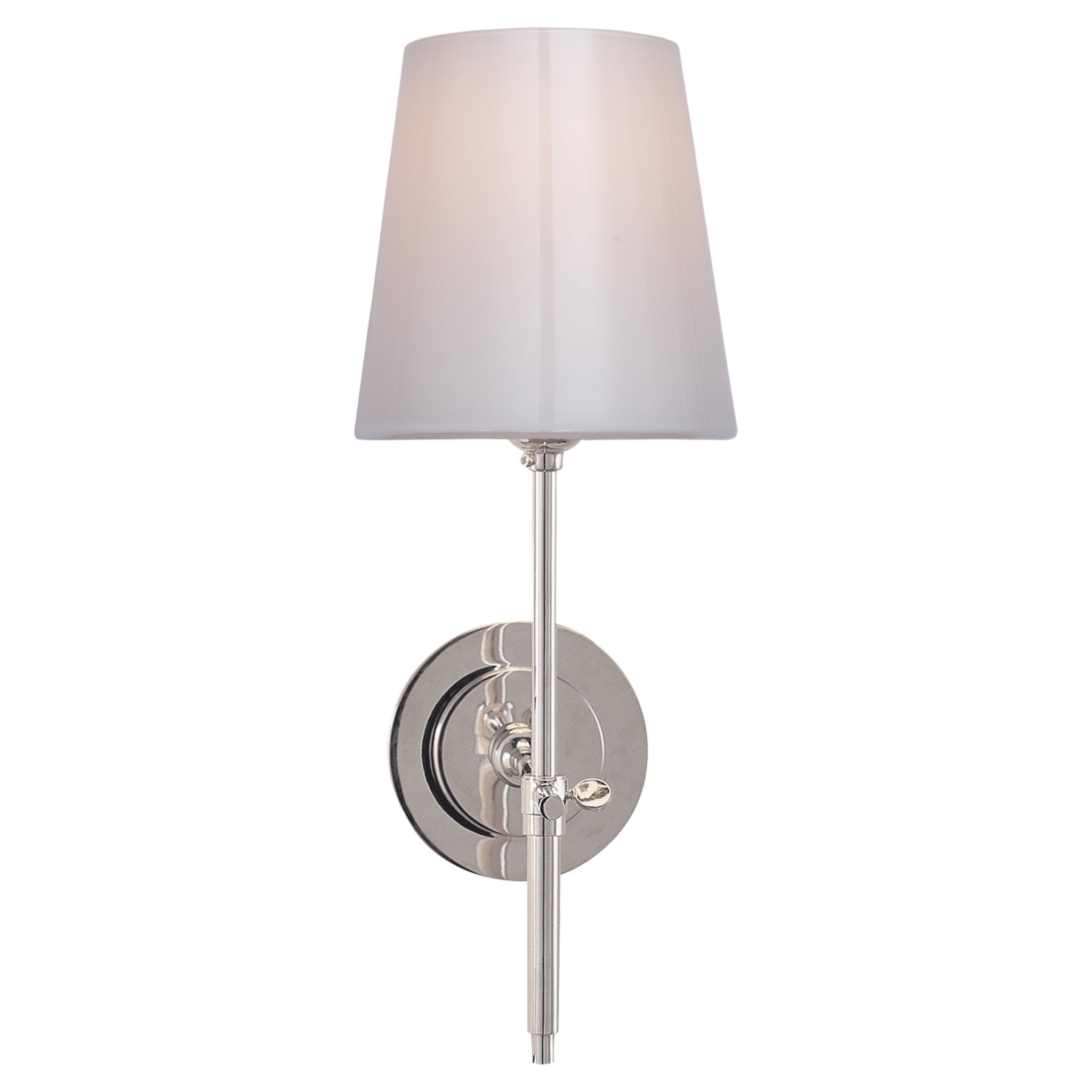 Thomas O'Brien Bryant Sconce in Polished Nickel with White Glass Wall Light W5.5" x H14.5"
