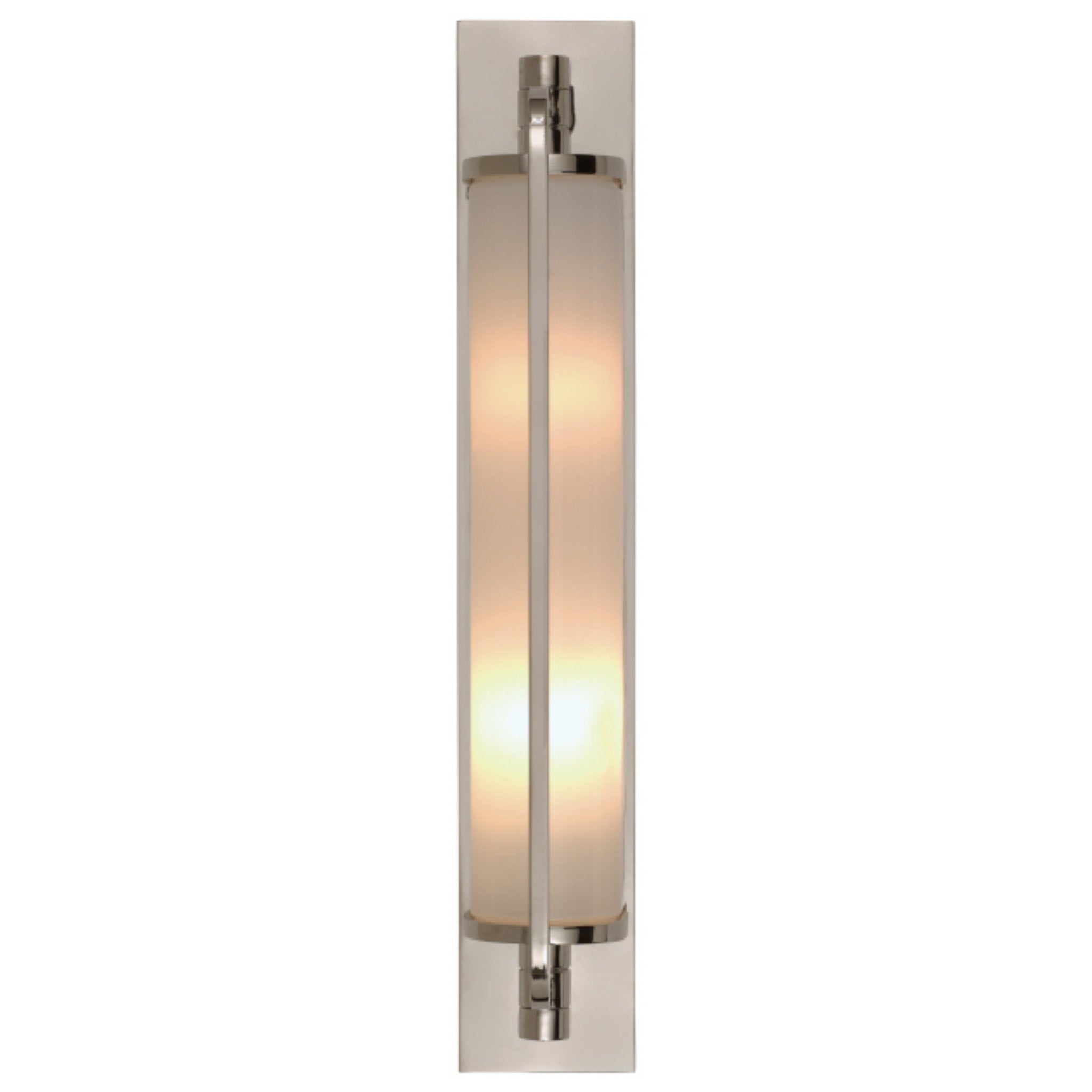 Thomas O'Brien Keeley Tall Pivoting Sconce in Chrome with White Glass Wall Light W3.5" x H20.75"