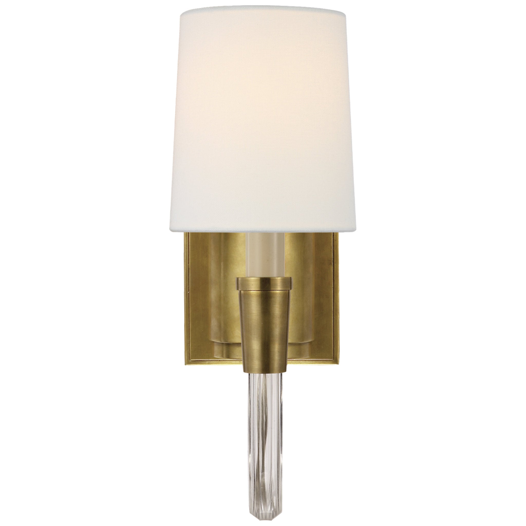 Thomas O'Brien Vivian Single Sconce in Hand-Rubbed Antique Brass with Linen Shade Wall Light W4" x H12.5"