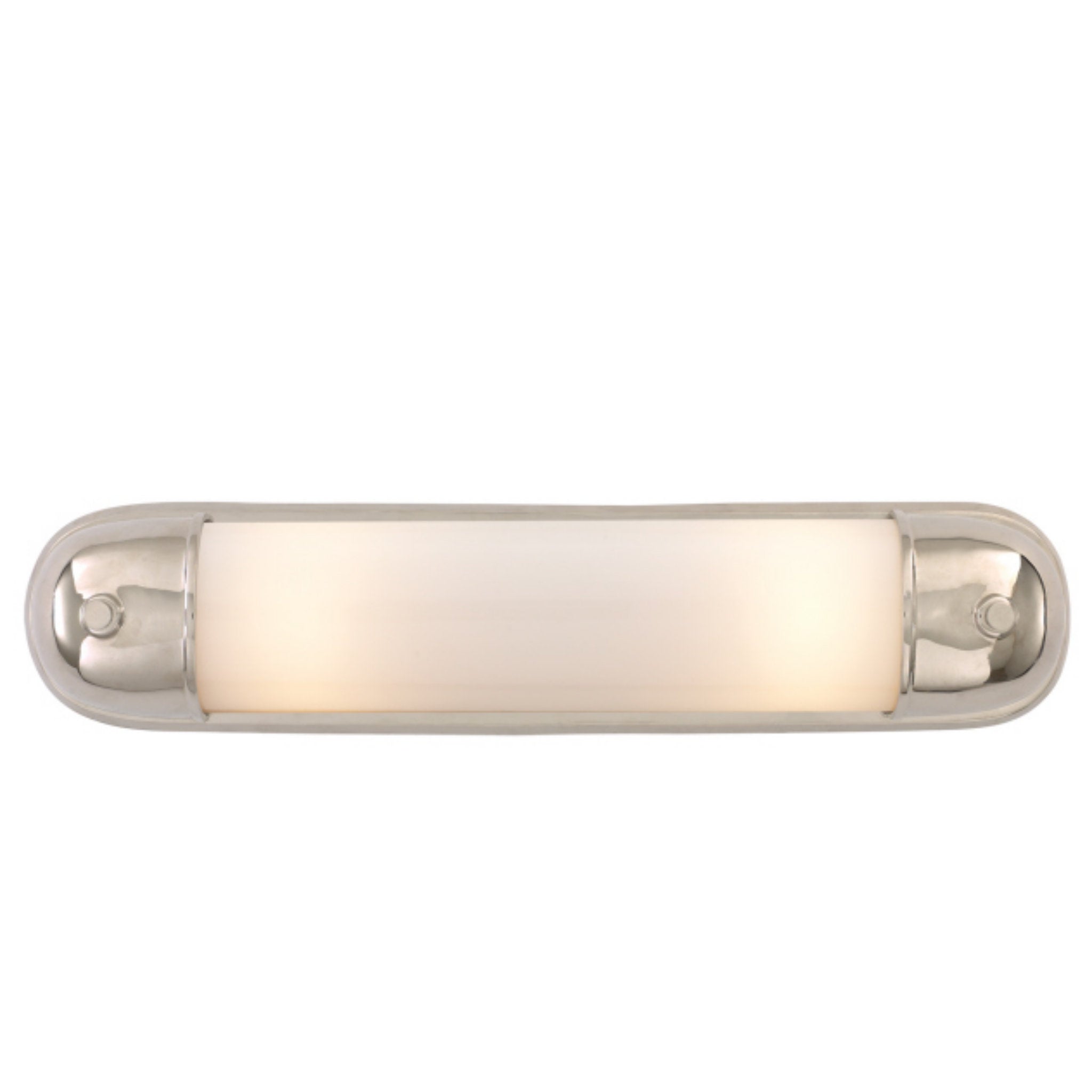 Thomas O'Brien Selecta Long Sconce in Polished Nickel with White Glass Wall Light W4.75" x H21.75"