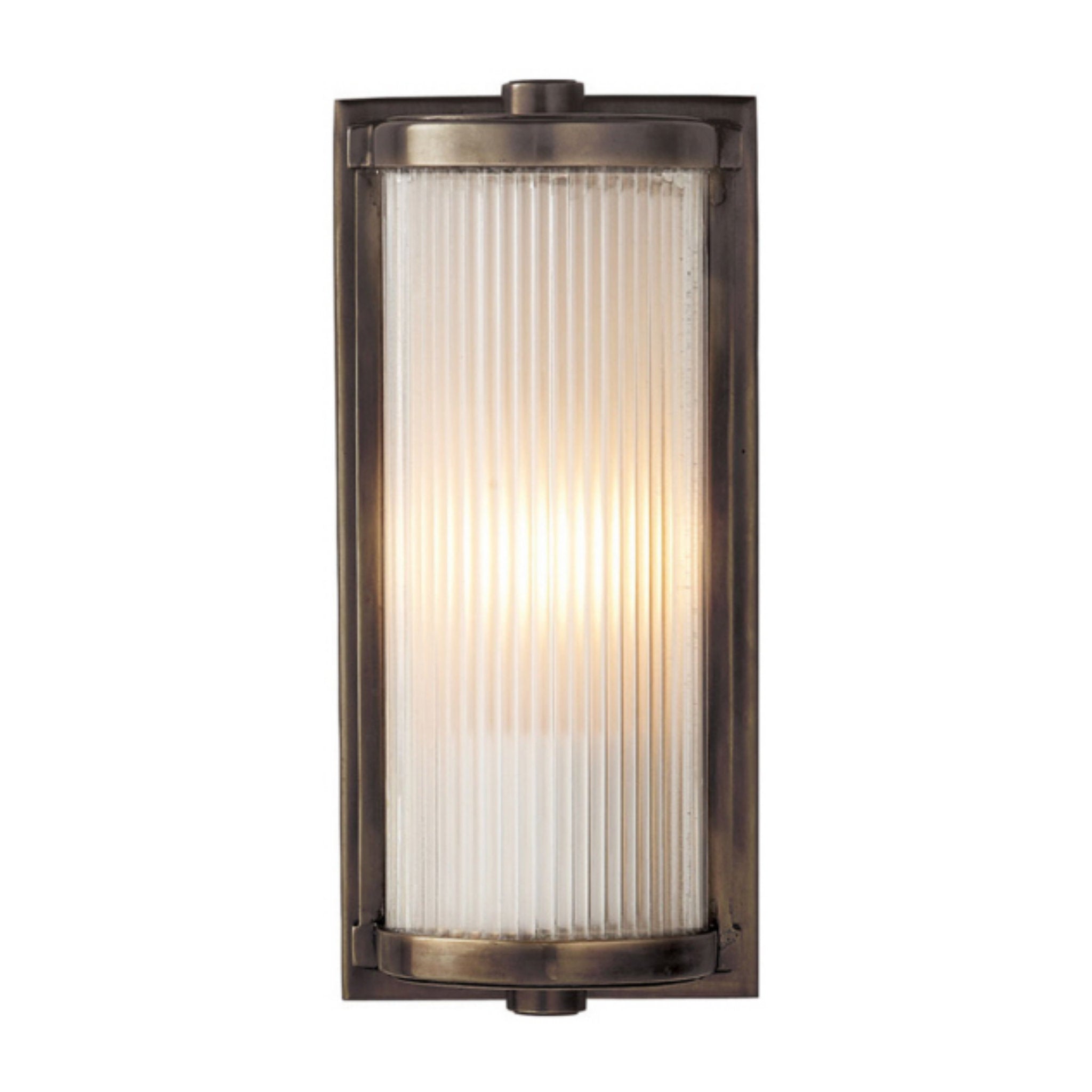 Thomas O'Brien Dresser Short Glass Rod Light in Bronze with Frosted Glass Liner Wall Light W5" x H10.75"