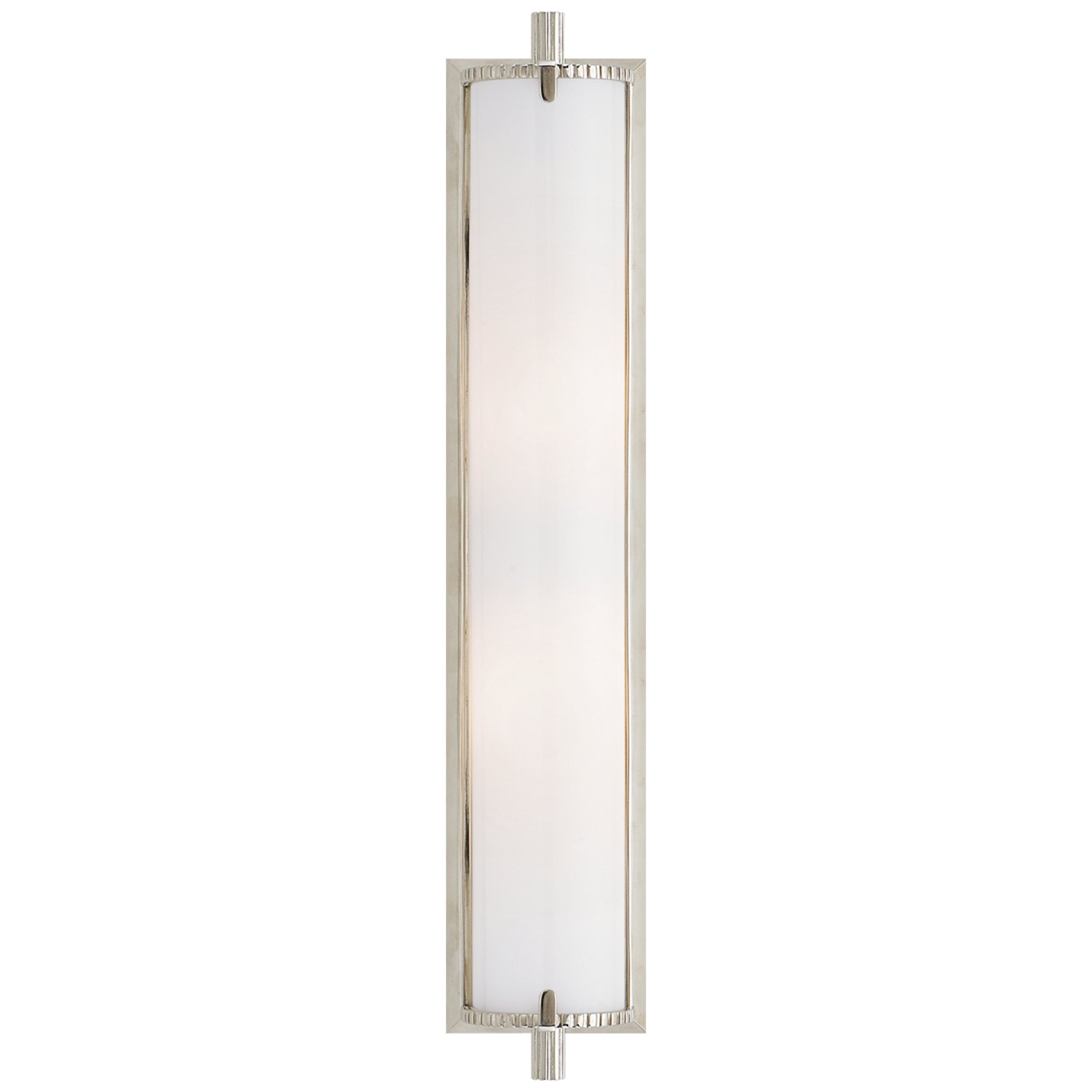Thomas O'Brien Calliope Tall Bath Light in Polished Nickel with White Glass Wall Light W4" x H20.5"