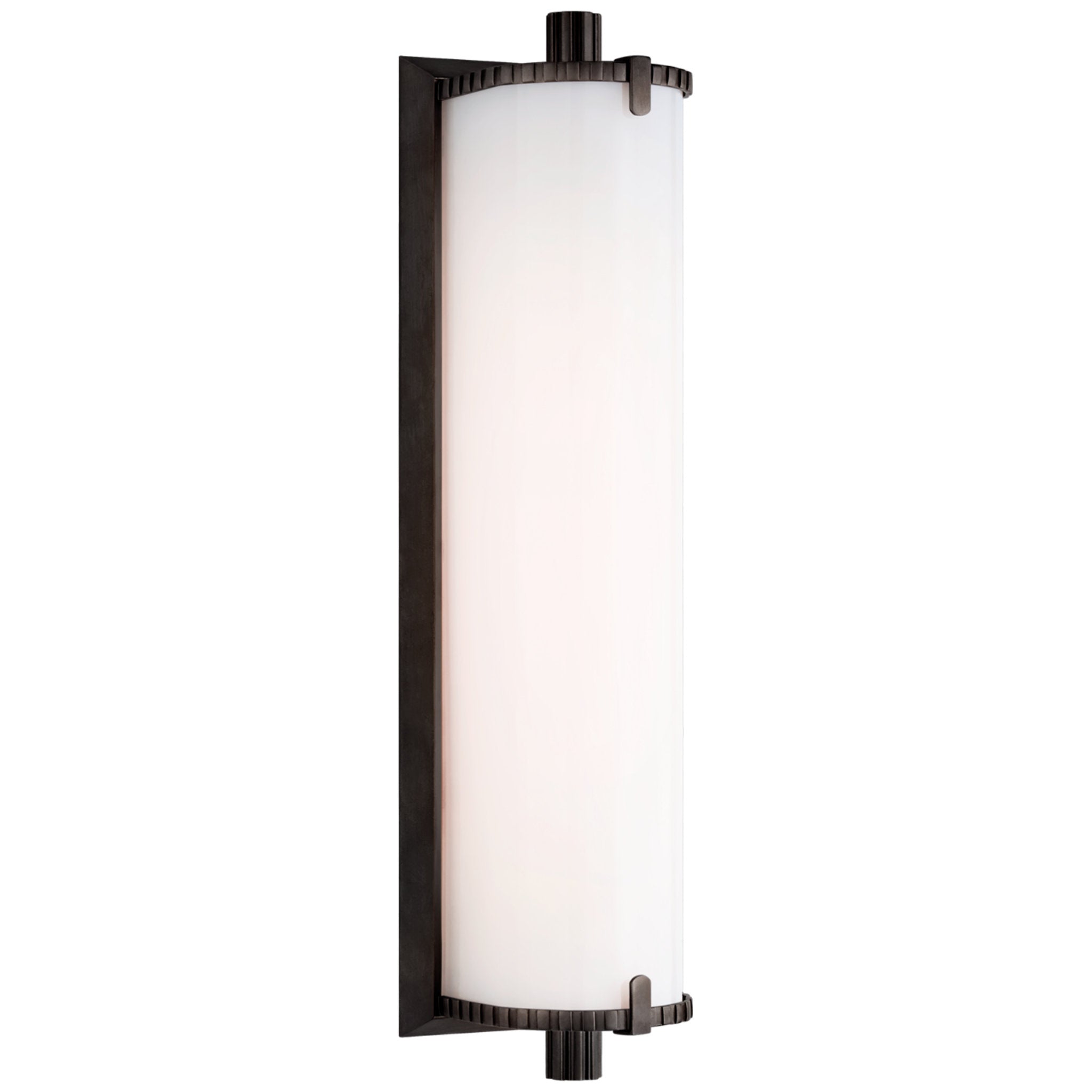 Thomas O'Brien Calliope Medium Bath Light in Bronze with White Glass Wall Light W3.75" x H14"