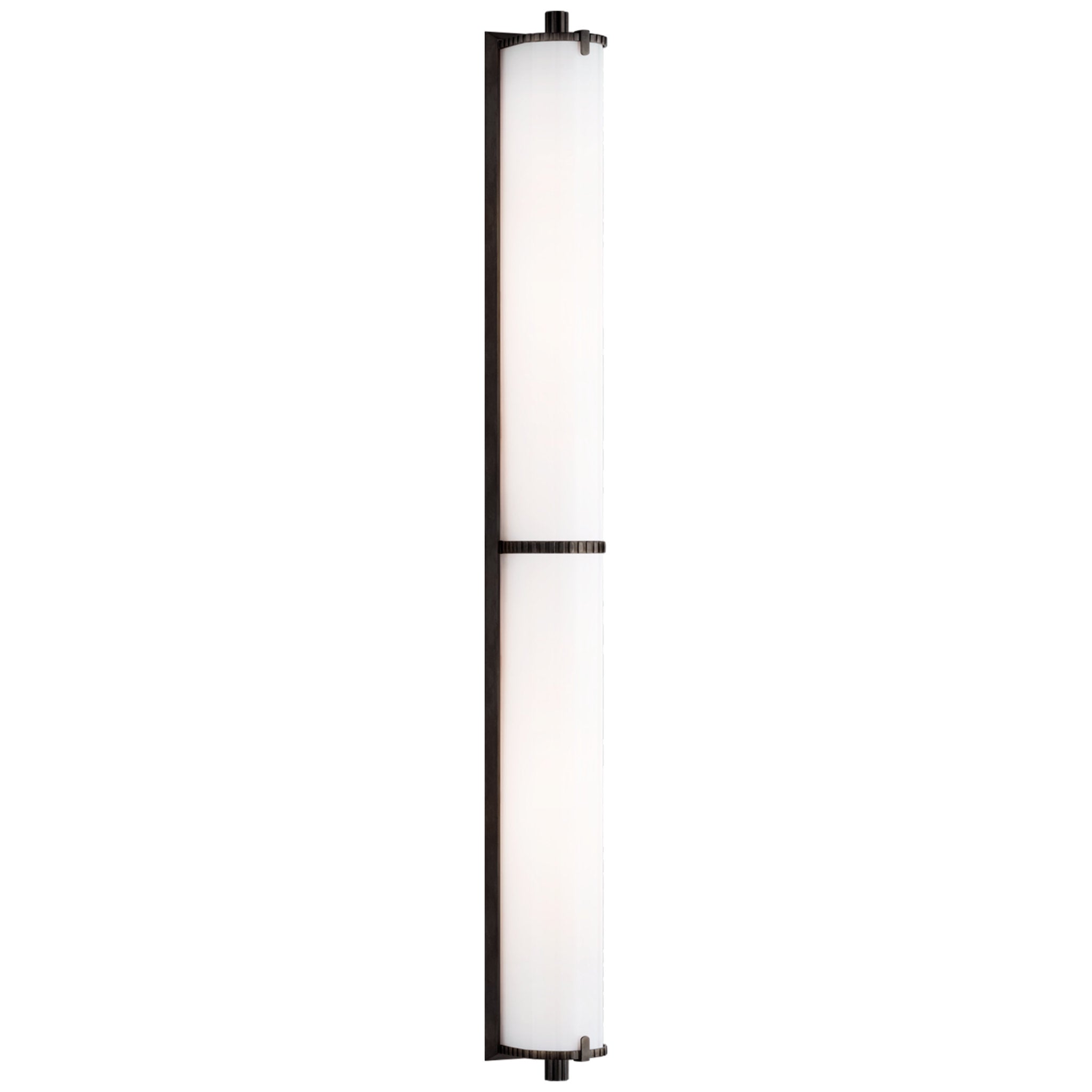Thomas O'Brien Calliope Over The Mirror Bath Light in Bronze with White Glass Wall Light W3.75" x H32.75"