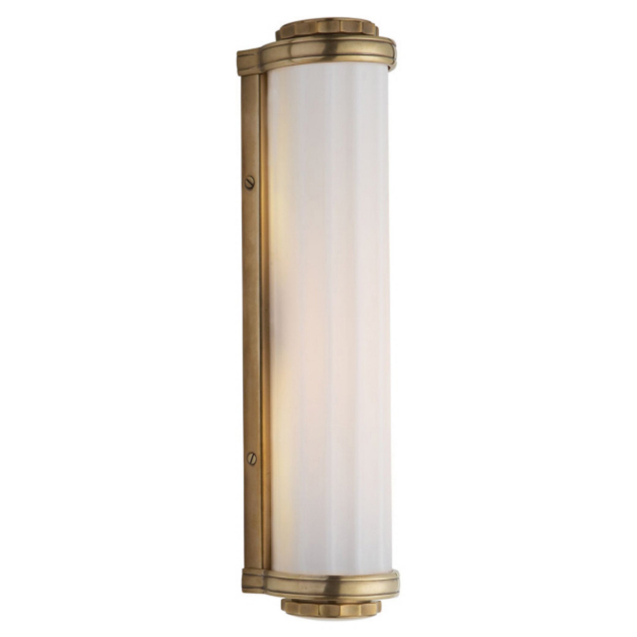 Thomas O'Brien Milton Road Bath Light in Hand-Rubbed Antique Brass with White Glass Wall Light W3.5" x H14.5"