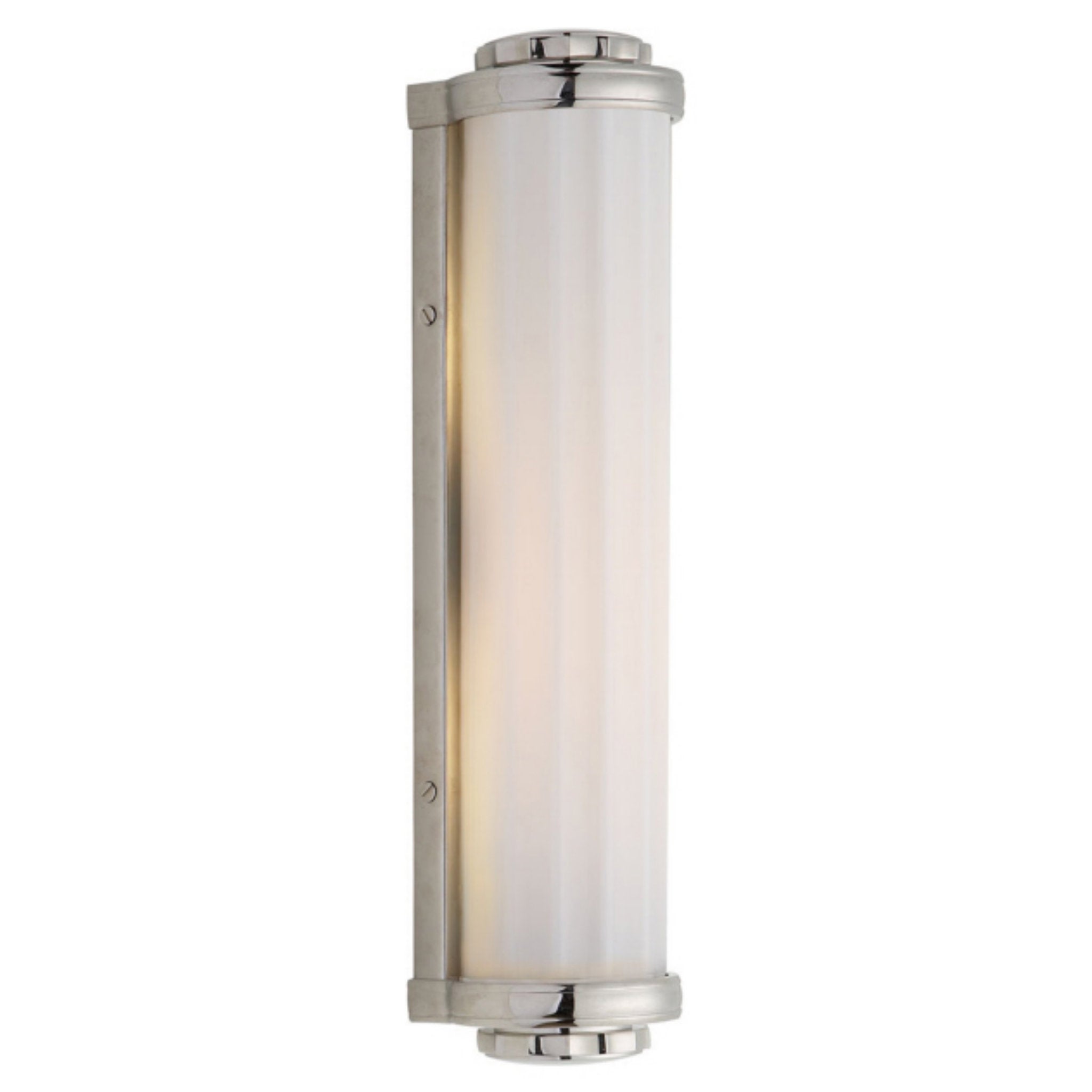 Thomas O'Brien Milton Road Bath Light in Polished Nickel with White Glass Wall Light W3.5" x H14.5"
