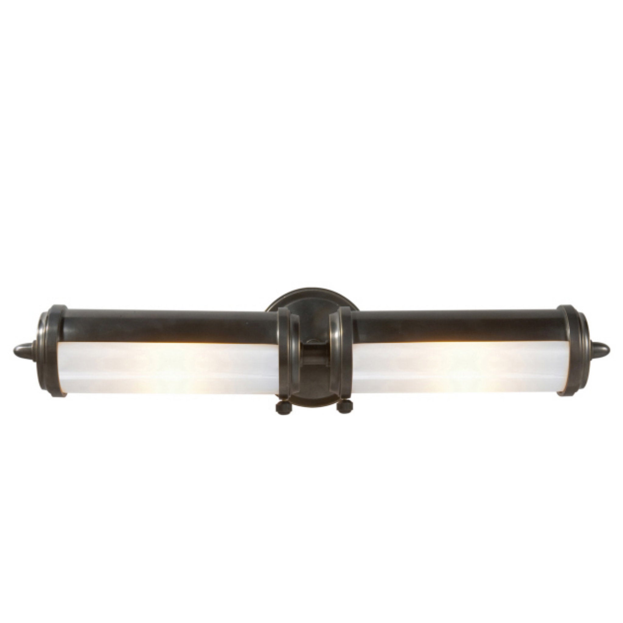 Thomas O'Brien Merchant Double Bath Light in Bronze with White Glass Wall Light W3.75 x H20.25"