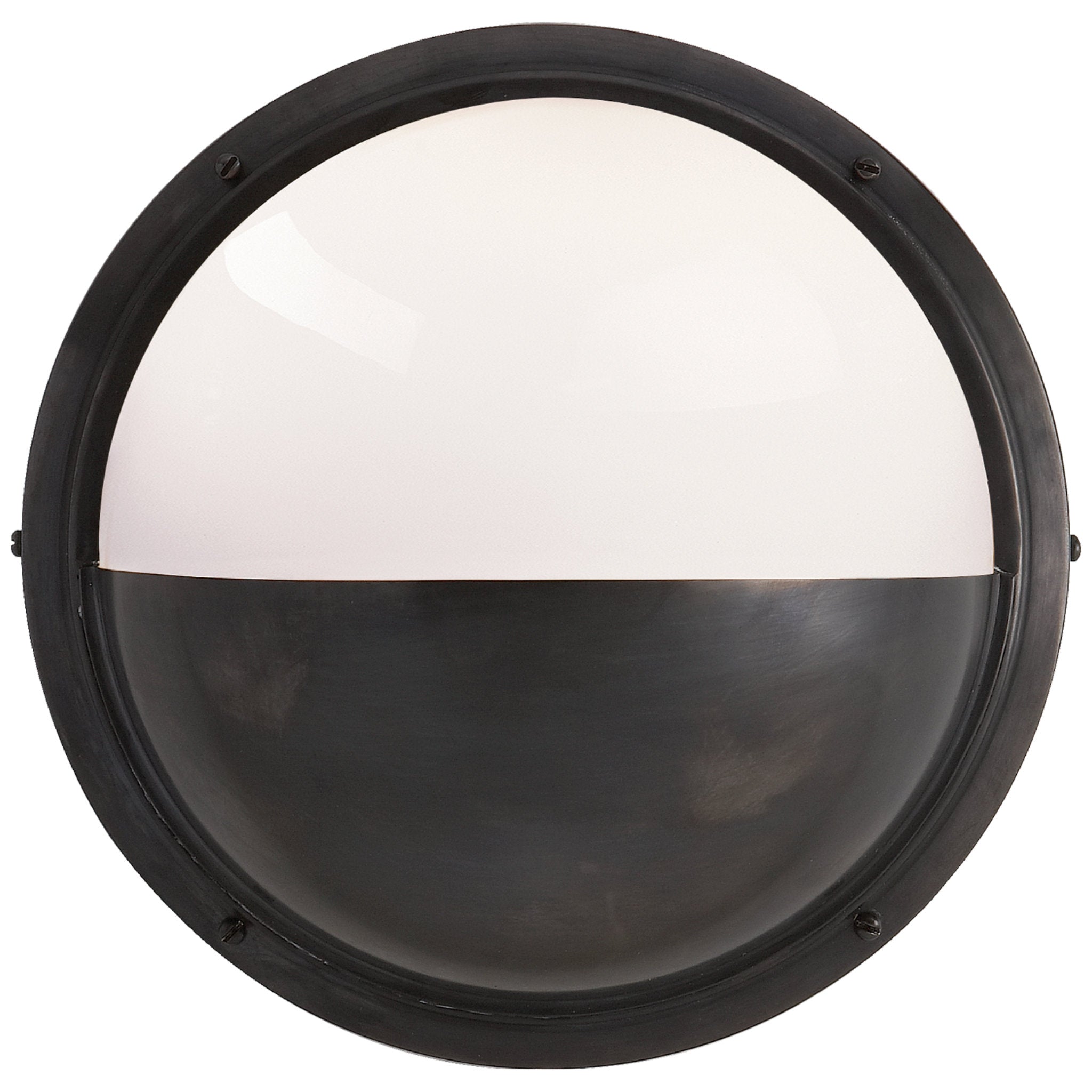 Thomas O'Brien Pelham Moon Light in Bronze with White Glass Wall Light W10" x H10"