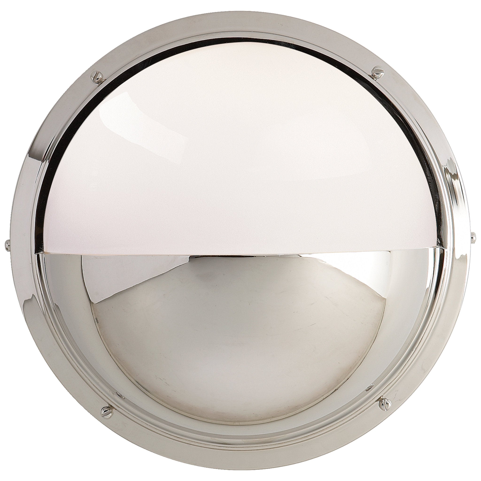 Thomas O'Brien Pelham Moon Light in Polished Nickel with White Glass Wall Light W10" x H10"