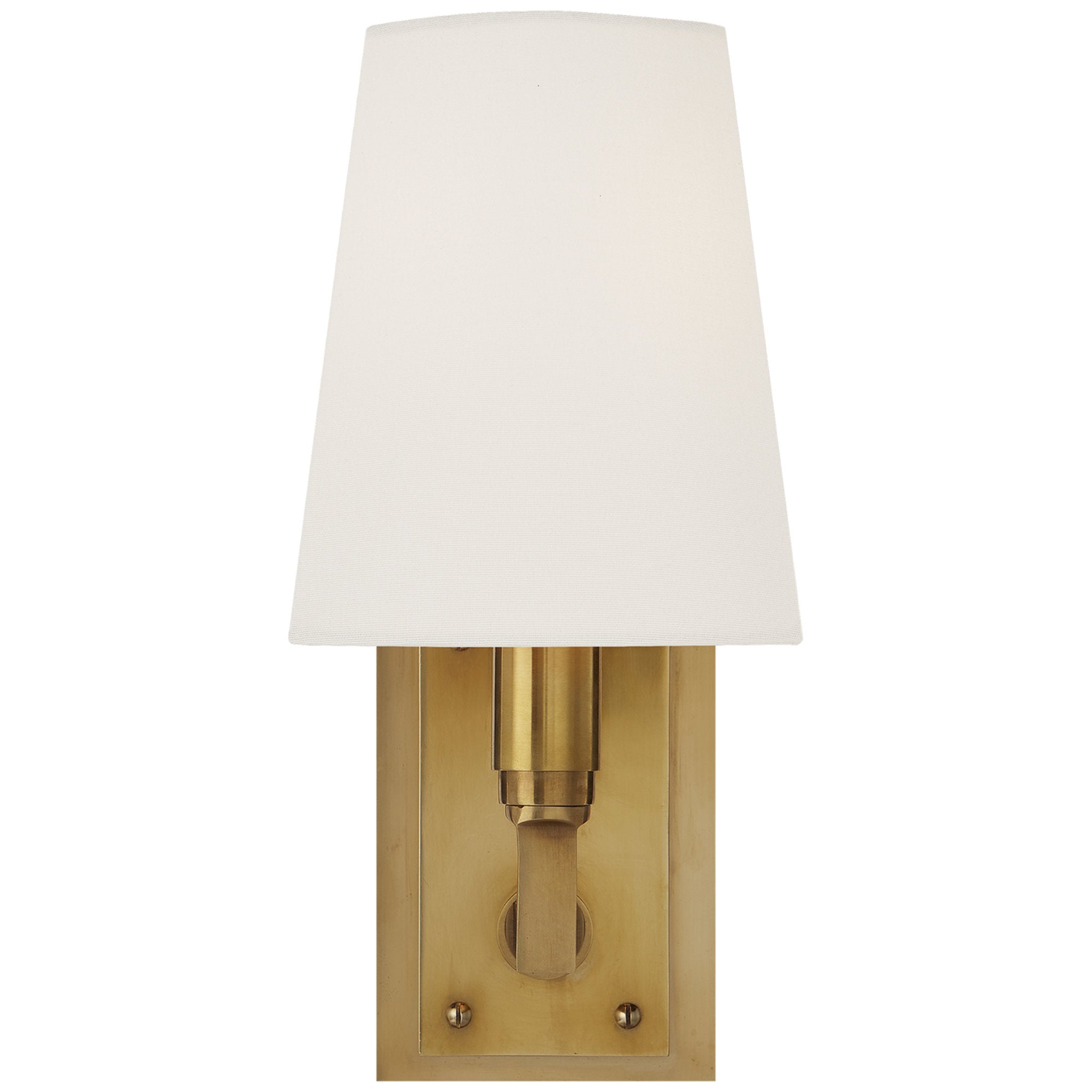 Thomas O'Brien Watson Small Sconce in Hand-Rubbed Antique Brass with Linen Shade Wall Light W5" x H10.75"