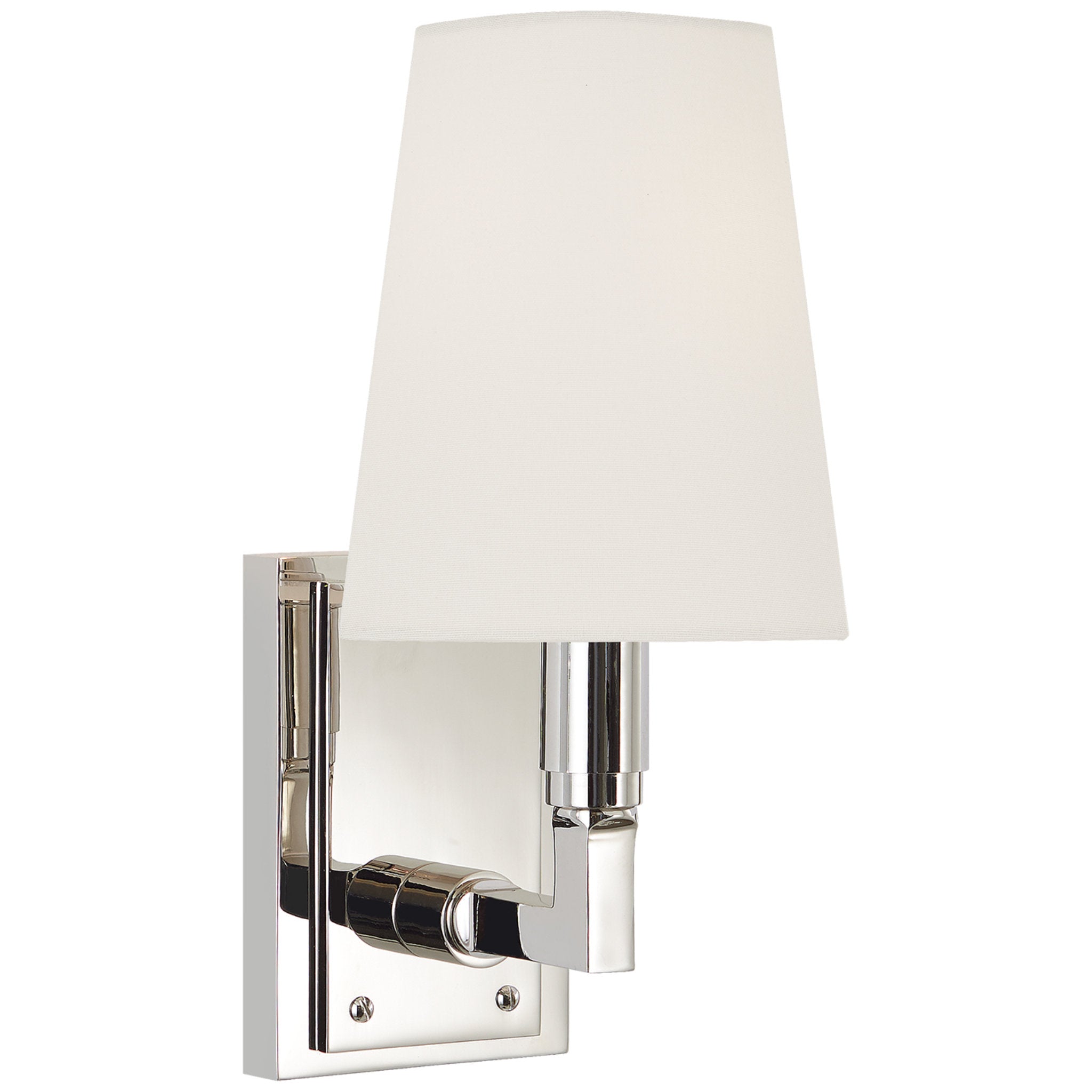 Thomas O'Brien Watson Small Sconce in Polished Nickel with Linen Shade Wall Light W5" x H10.75"