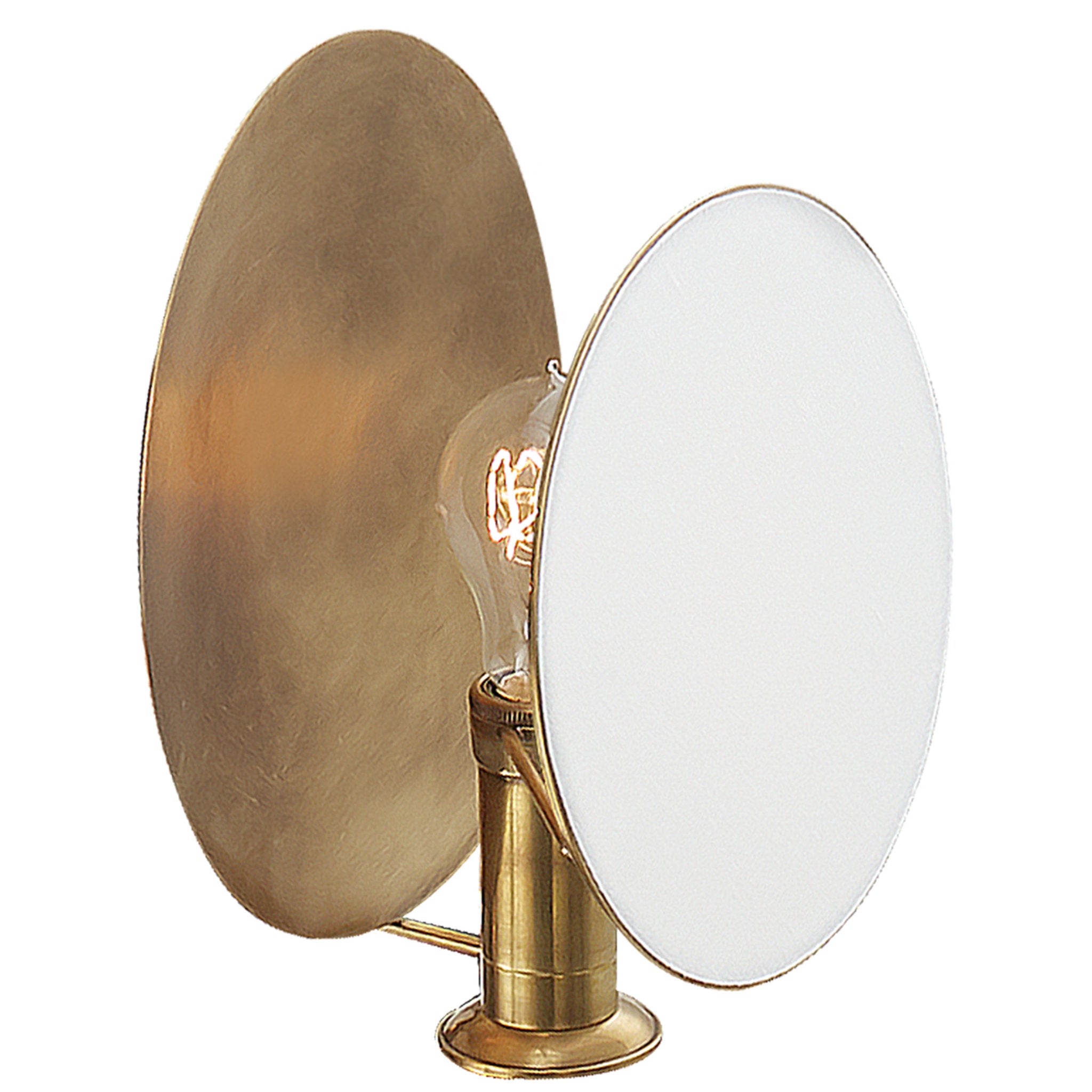 Thomas O'Brien Osiris Single Reflector Sconce in Hand-Rubbed Antique Brass with Linen Diffuser Wall Light W9.25" x H10.25"