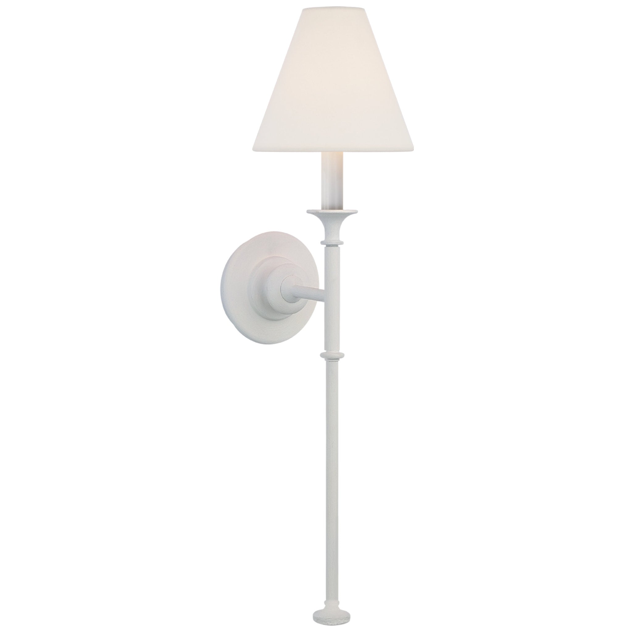 Thomas O'Brien Piaf Large Tail Sconce in Plaster White with Linen Shade Wall Light W6.5" x H24.5"