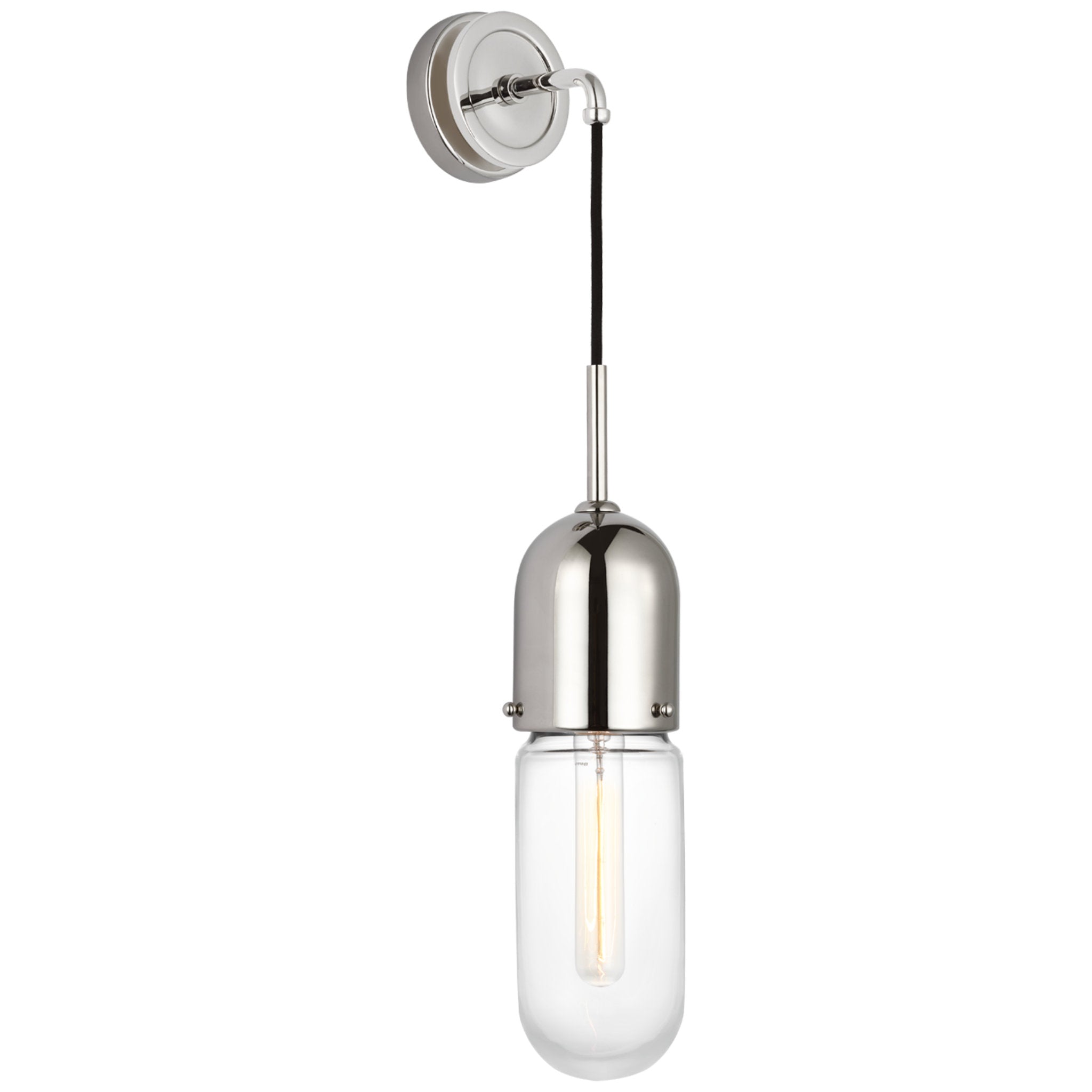 Thomas O'Brien Junio Wall Light in Polished Nickel with Clear Glass W4.25" x H26"