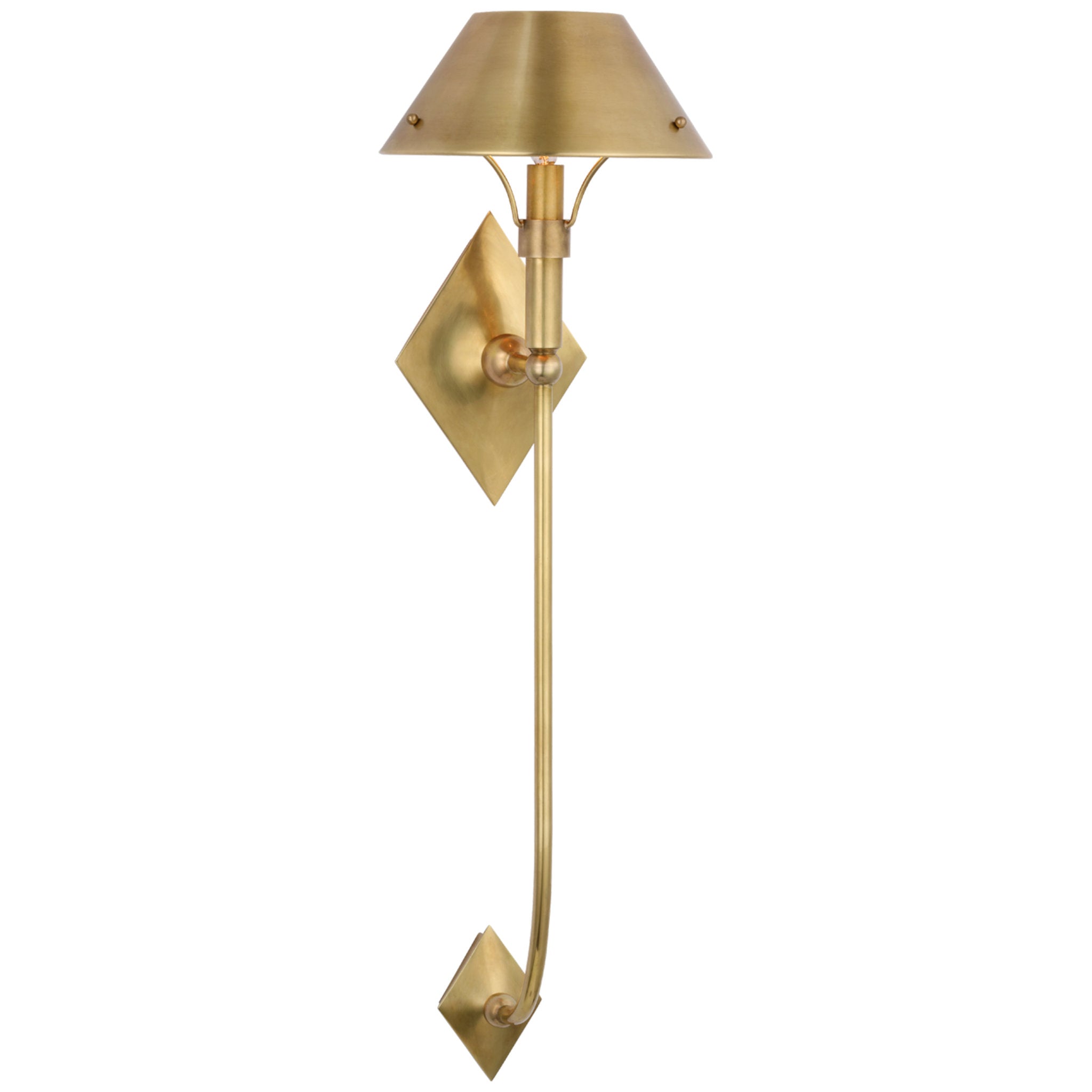 Thomas O'Brien Turlington XL Sconce in Hand-Rubbed Antique Brass with Hand-Rubbed Antique Brass Shade Wall Light W8.75" x H30"