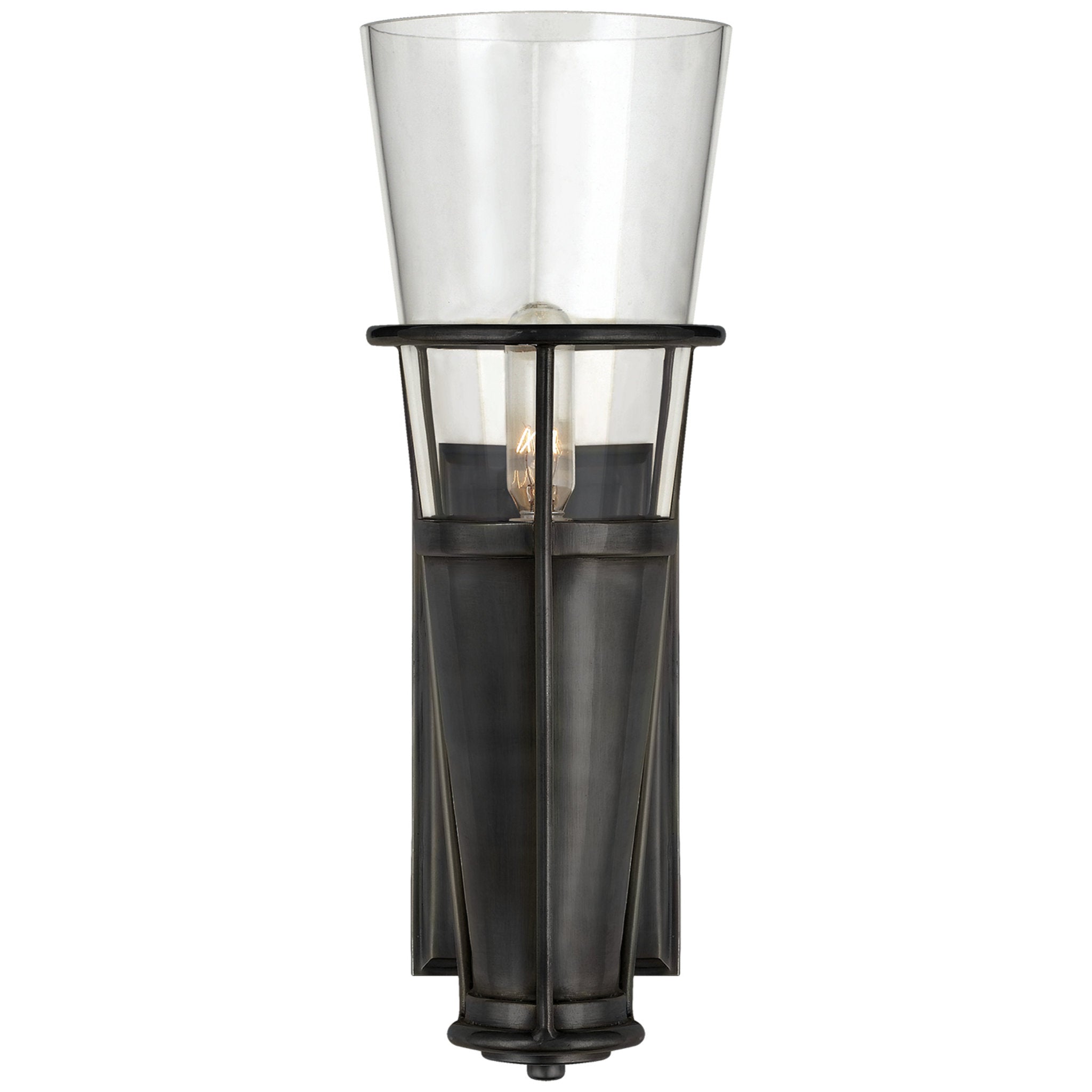 Thomas O'Brien Robinson Single Sconce in Bronze with Clear Glass Wall Light W4.25" x H11.25"