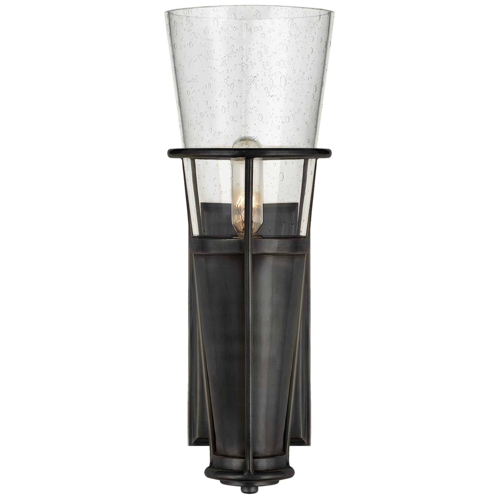 Thomas O'Brien Robinson Single Sconce in Bronze with Seeded Glass Wall Light W4.25" x H11.25"