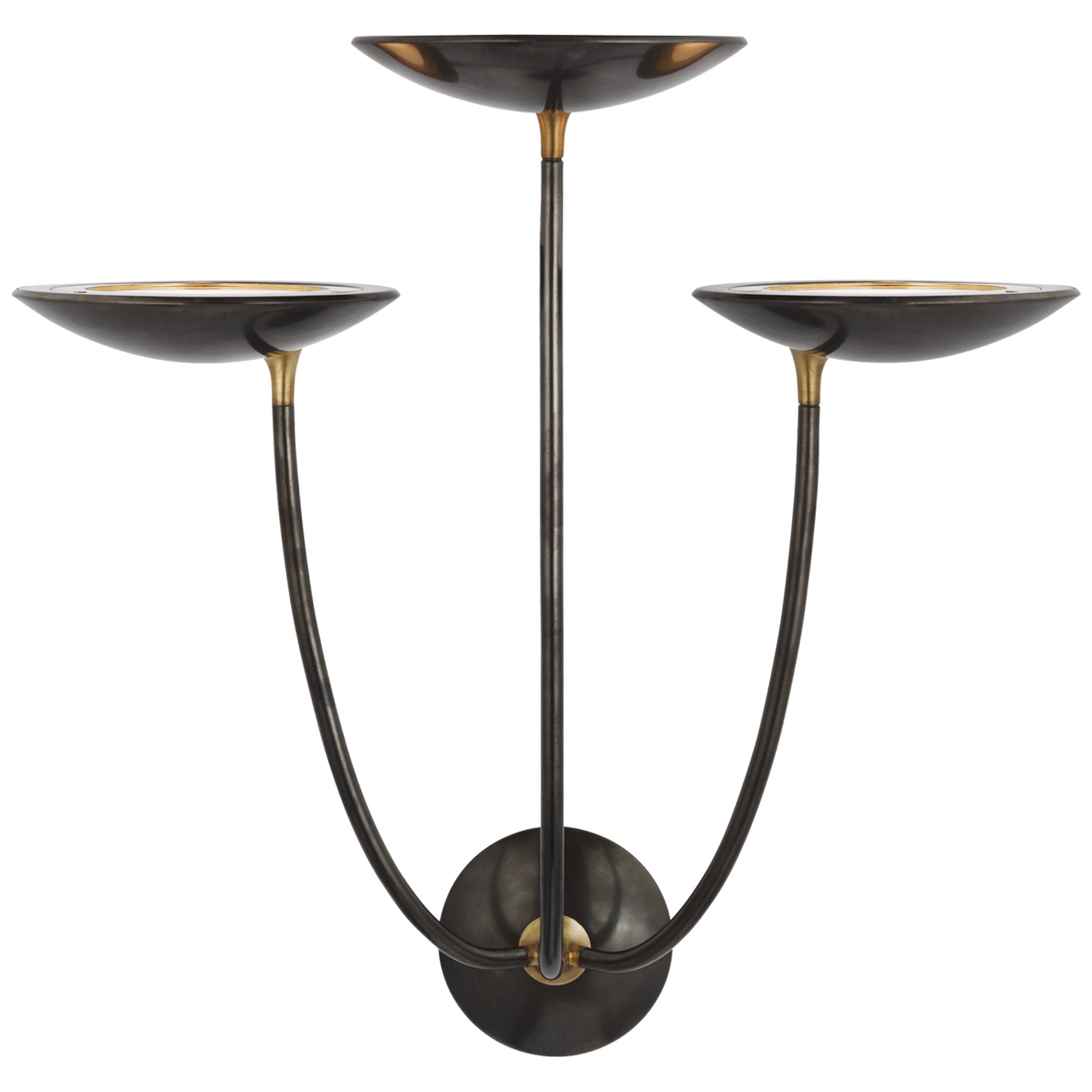 Thomas O'Brien Keira Large Triple Sconce in Bronze and Hand-Rubbed Antique Brass Wall Light W22" x H23"
