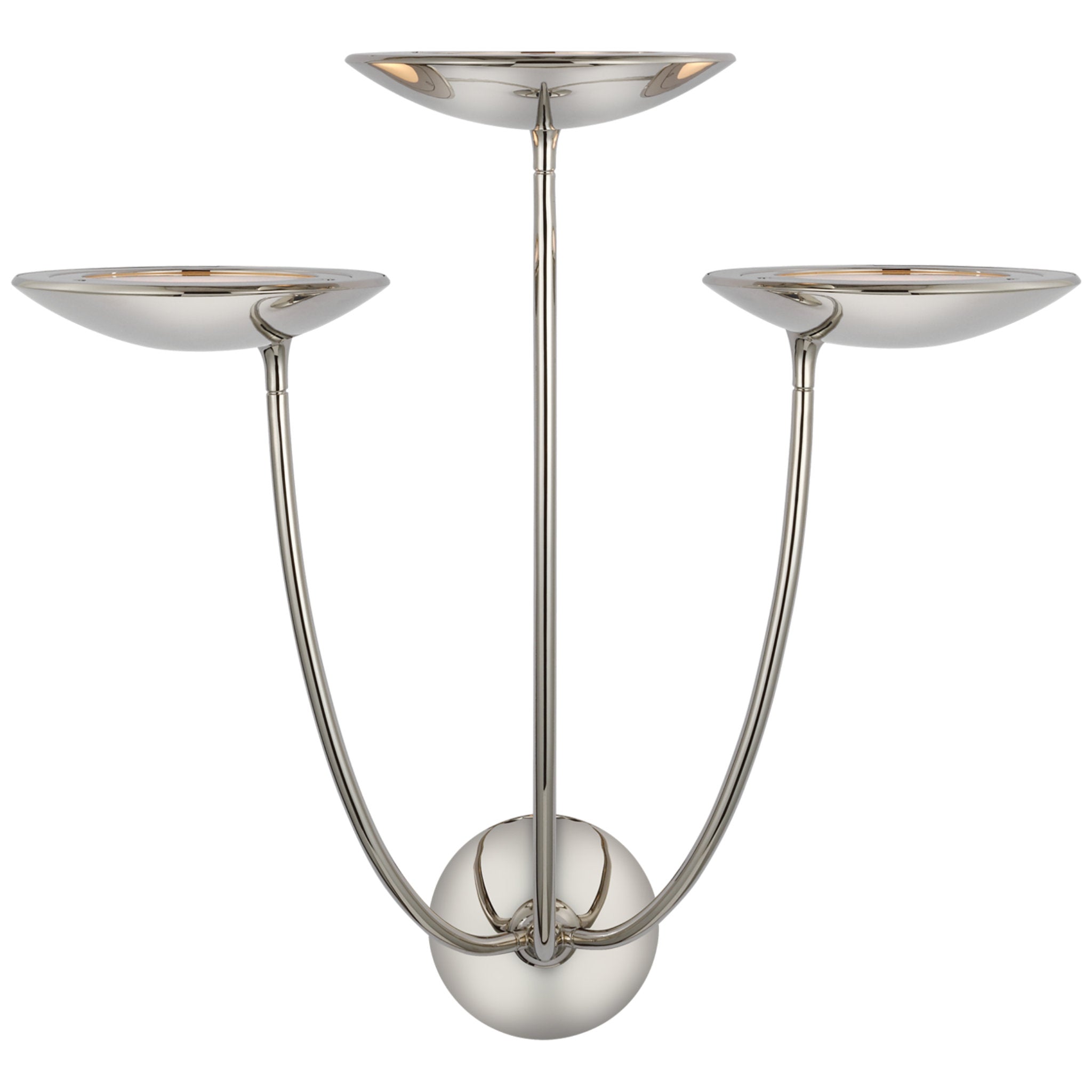Thomas O'Brien Keira Large Triple Sconce in Polished Nickel Wall Light W22" x H23"