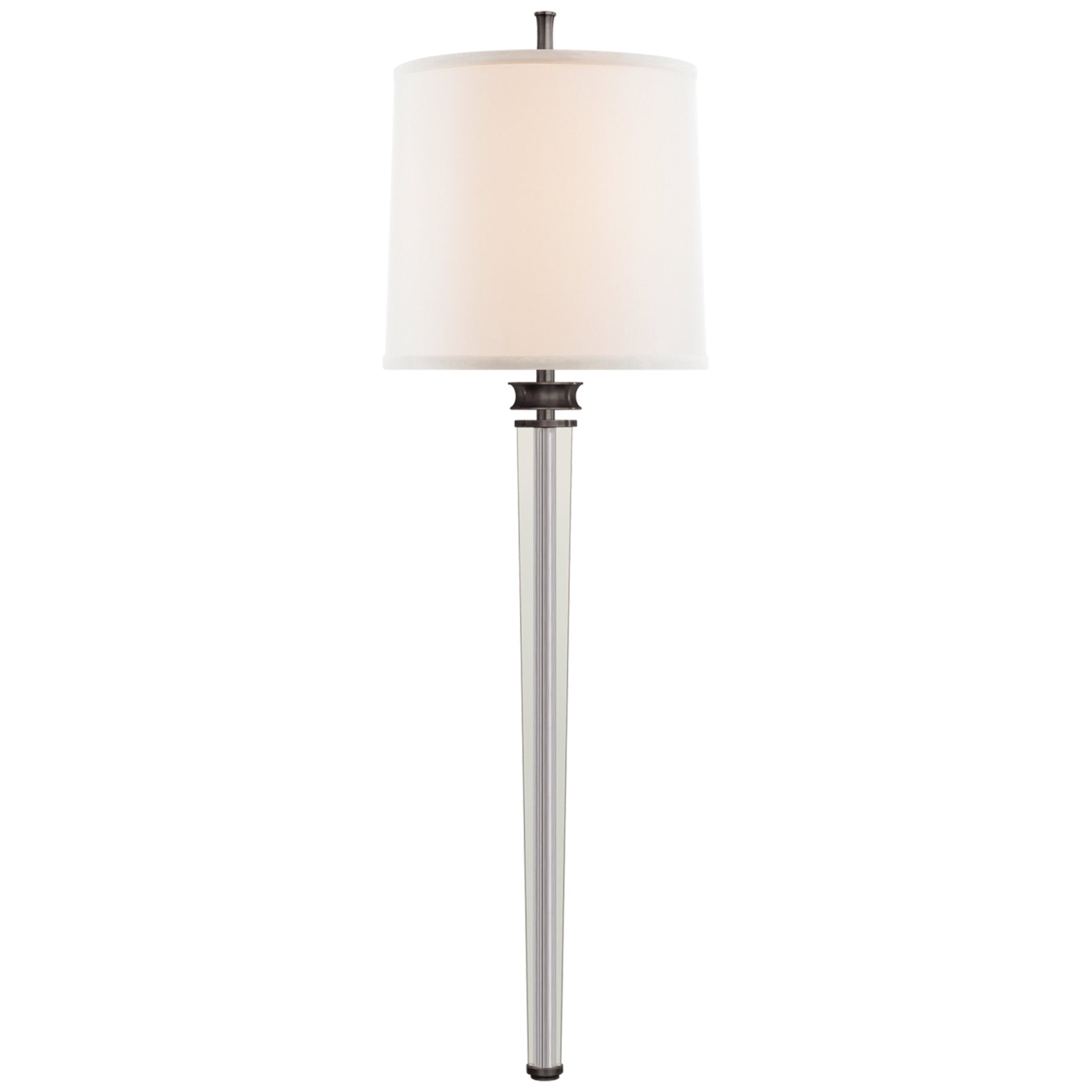 Thomas O'Brien Lyra Large Tail Sconce in Bronze and Crystal with Linen Shade Wall Light W11" x H36"