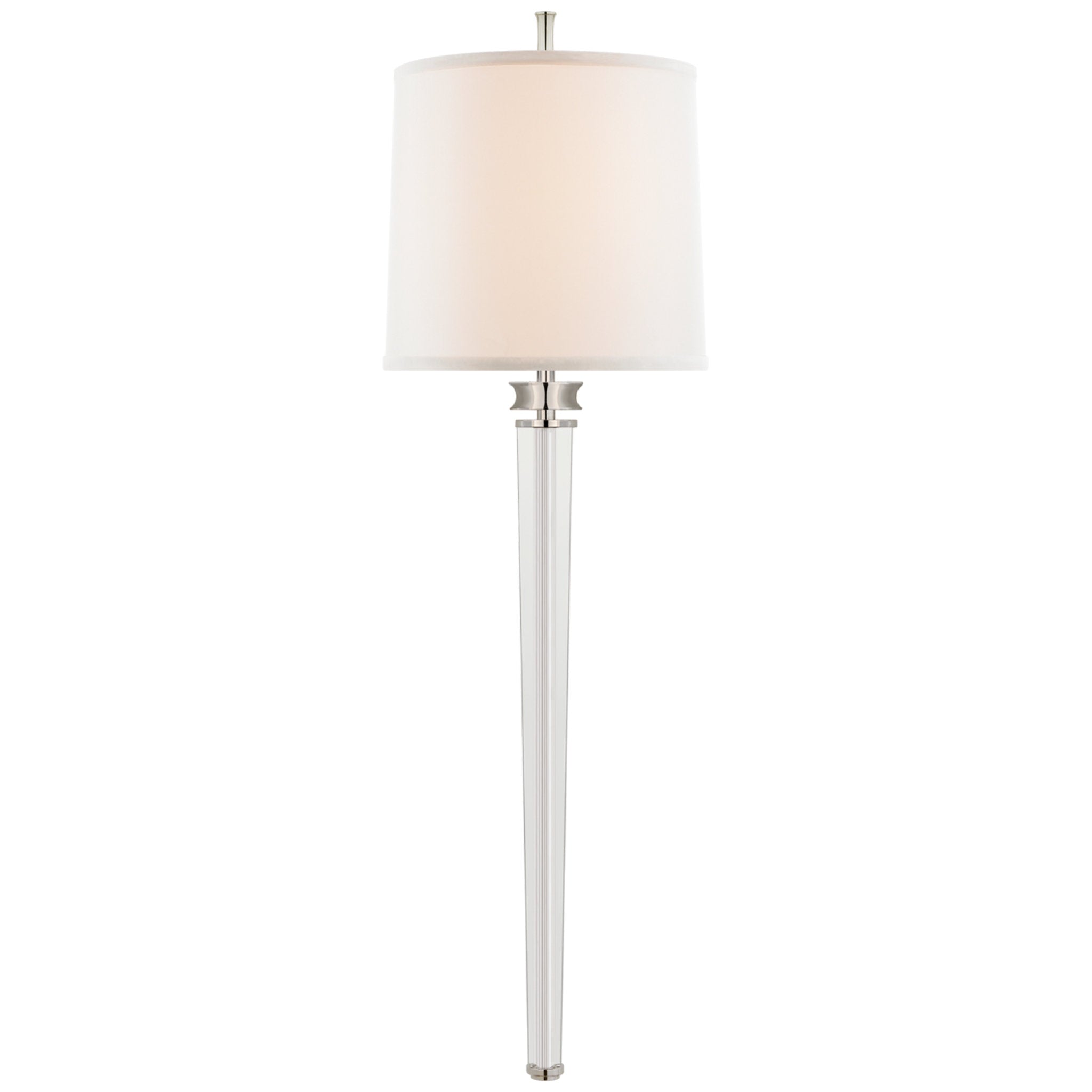 Thomas O'Brien Lyra Large Tail Sconce in Polished Nickel and Crystal with Linen Shade Wall Light W11" x H36"