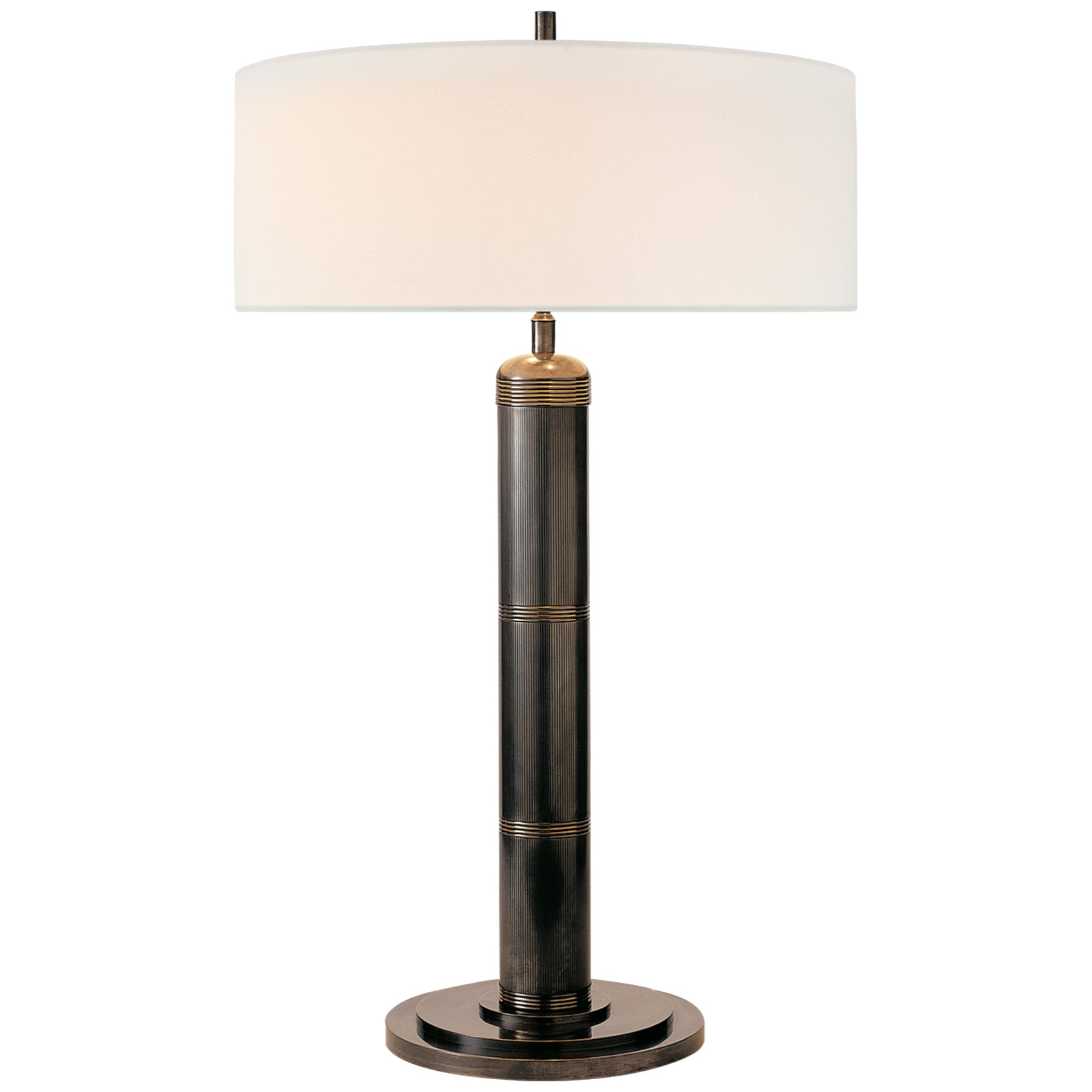 Thomas O'Brien Longacre Tall Table Lamp in Bronze with Linen Shade W20" x H32.5"