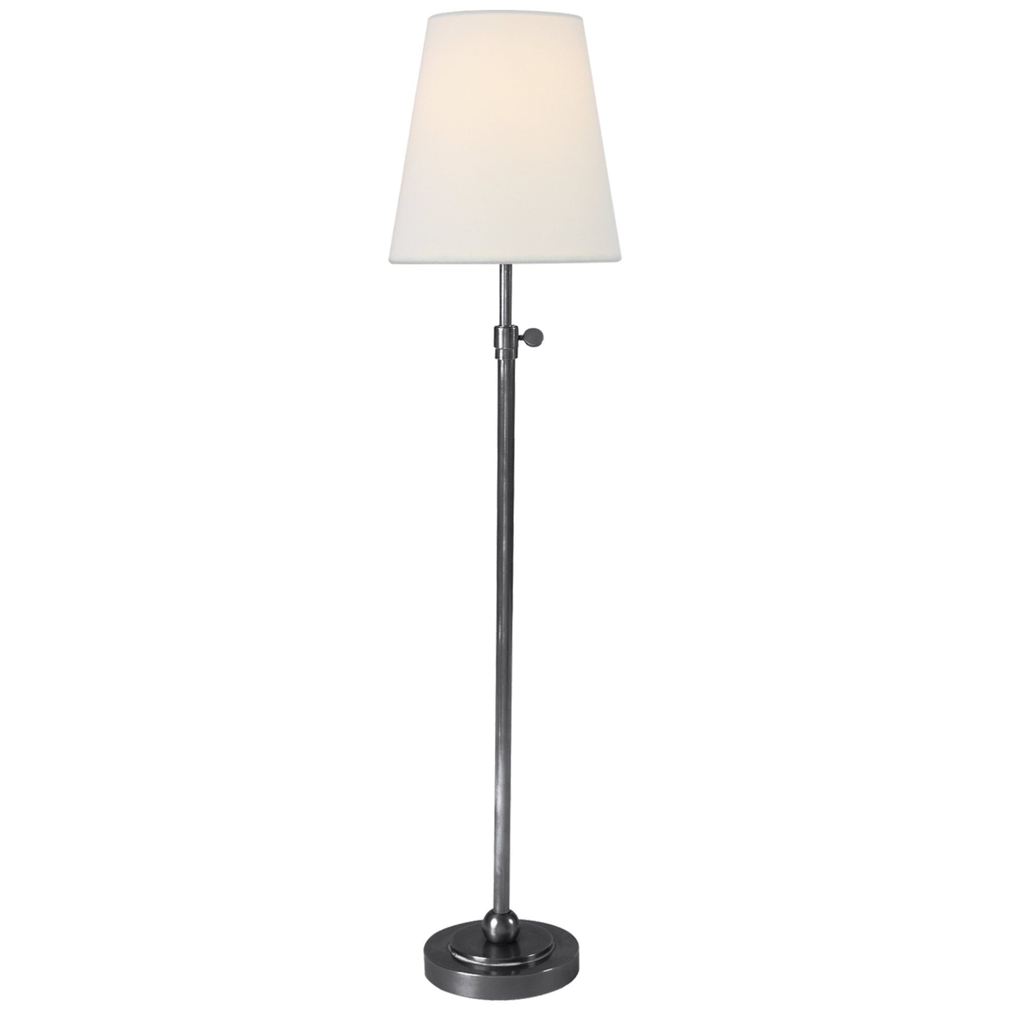 Thomas O'Brien Bryant Table Lamp in Antique Silver with Linen Shade W6" x H24.5" - 30"