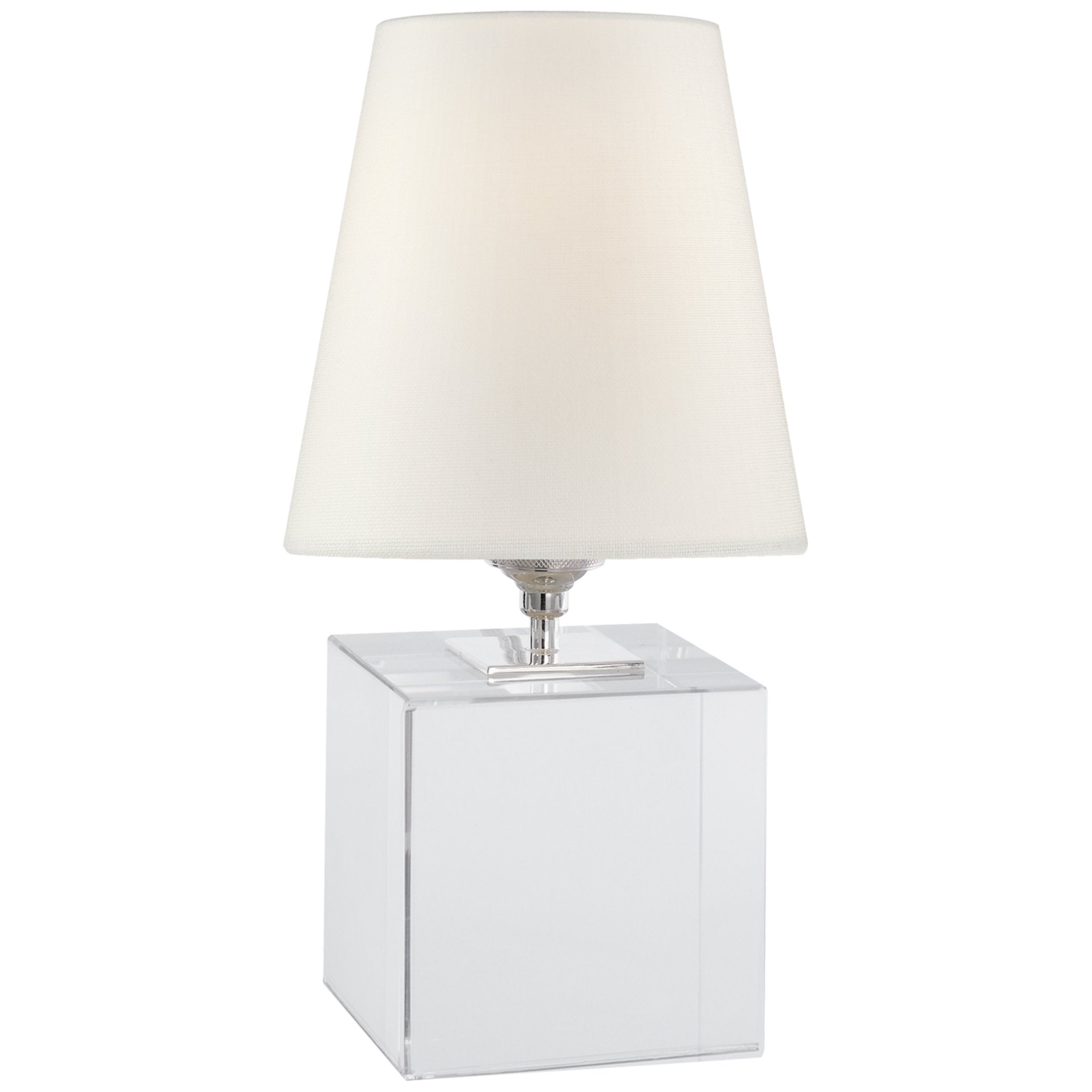 Thomas O'Brien Terri Cube Accent Lamp in Crystal with Linen Shade Table Lamp W6" x H13"