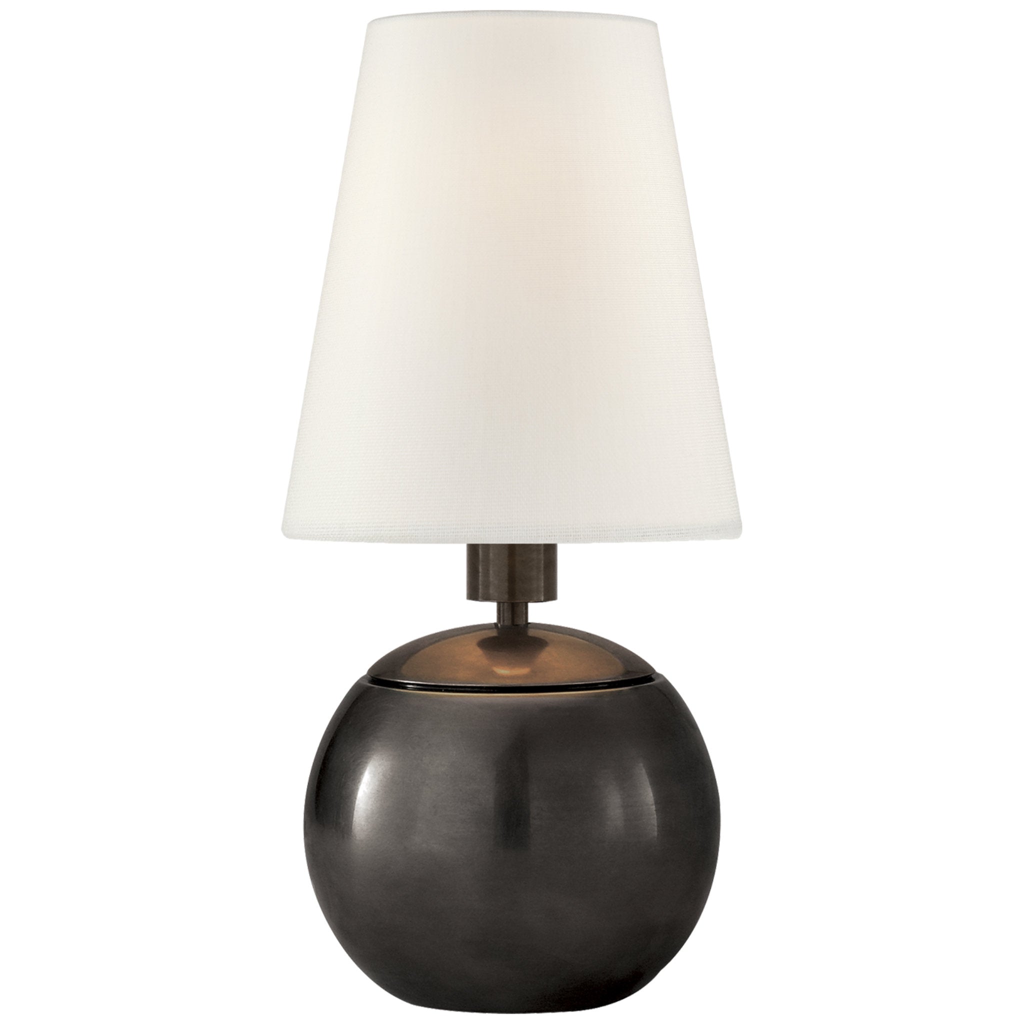 Thomas O'Brien Tiny Terri Round Accent Lamp in Bronze with Linen Shade Table Lamp W5" x H11.5"