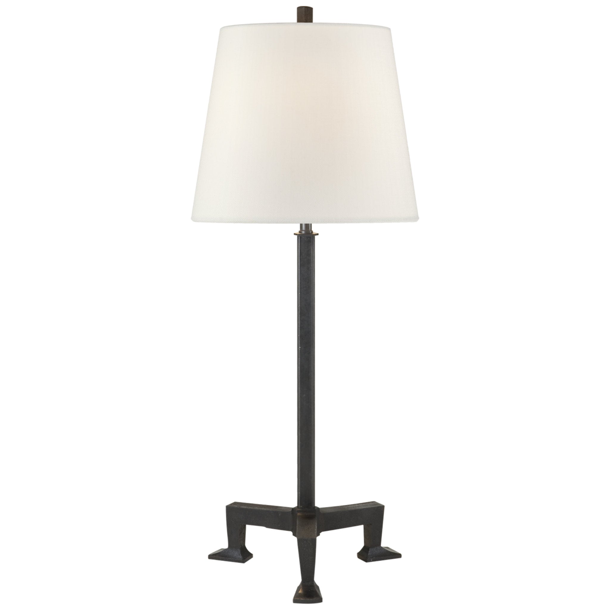Thomas O'Brien Parish Buffet Lamp in Aged Iron with Linen Shade Table Lamp W11.5" x H31.5"