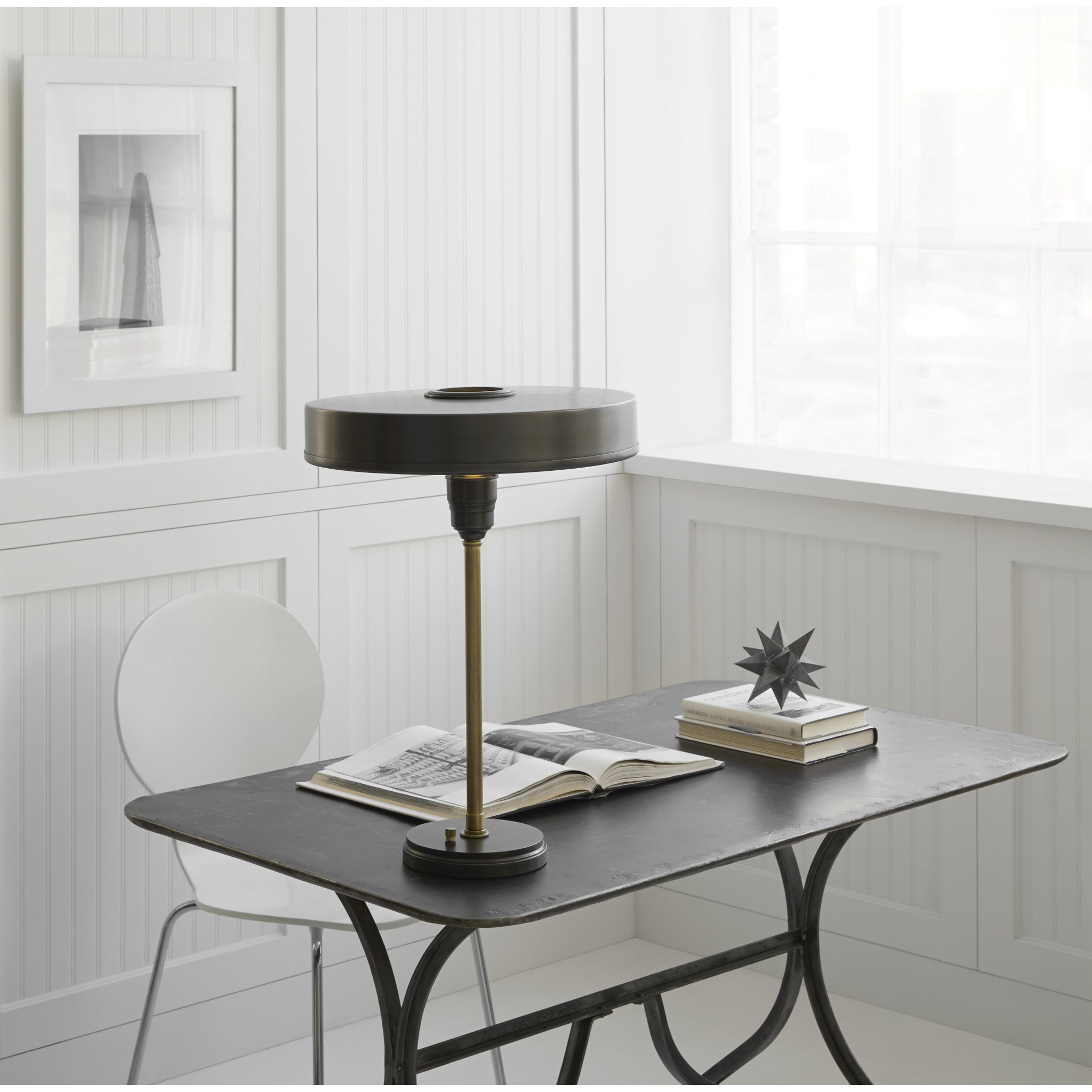 Thomas O'Brien Carlo Table Lamp in Bronze and Hand-Rubbed Antique Brass W15.5" x H21"