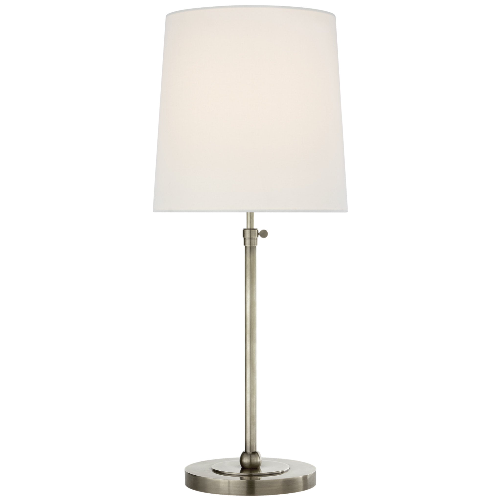Thomas O'Brien Bryant Large Table Lamp in Antique Nickel with Linen Shade W12" x H27.5" - 31.5"