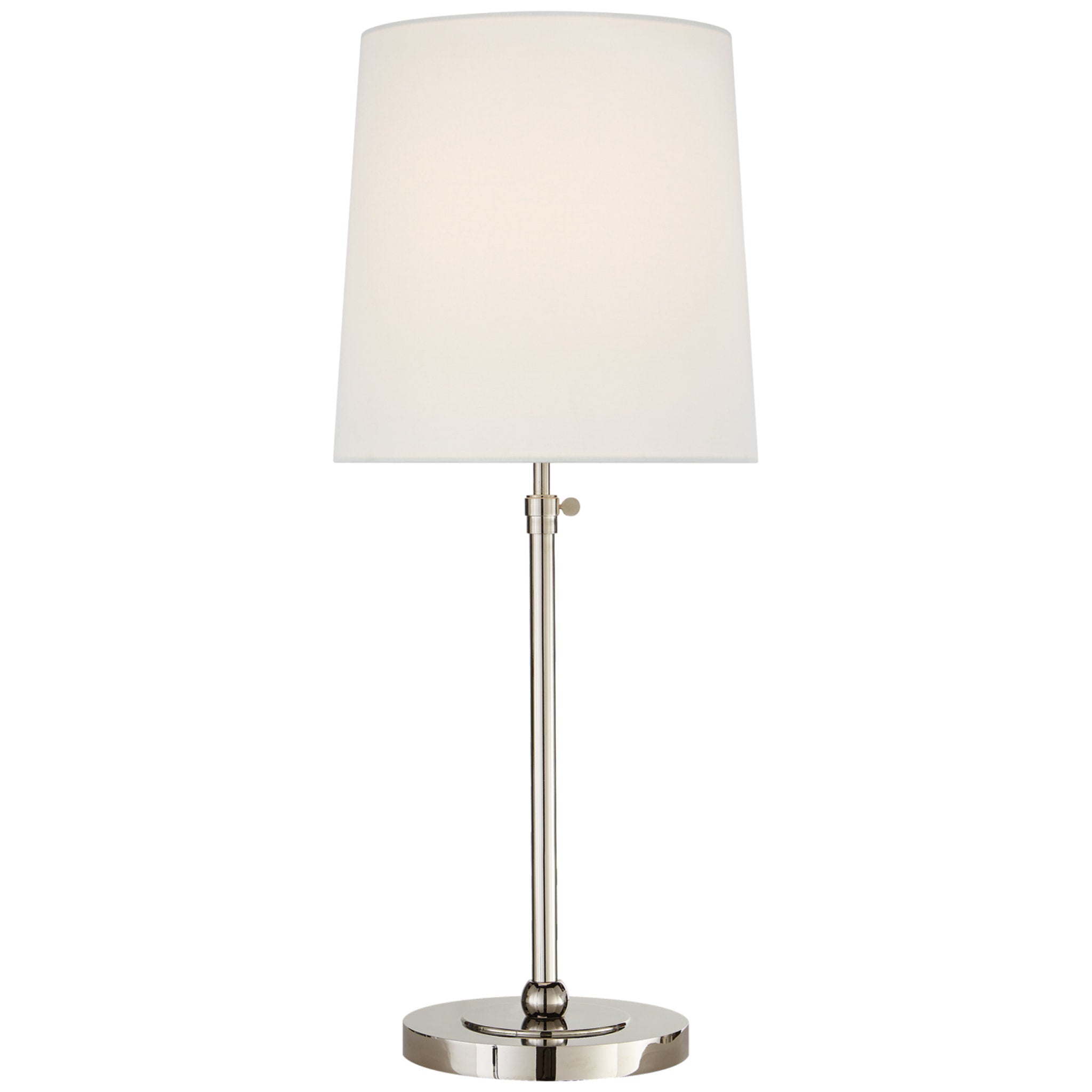 Thomas O'Brien Bryant Large Table Lamp in Polished Nickel with Linen Shade W12" x H27.5" - 31.5"